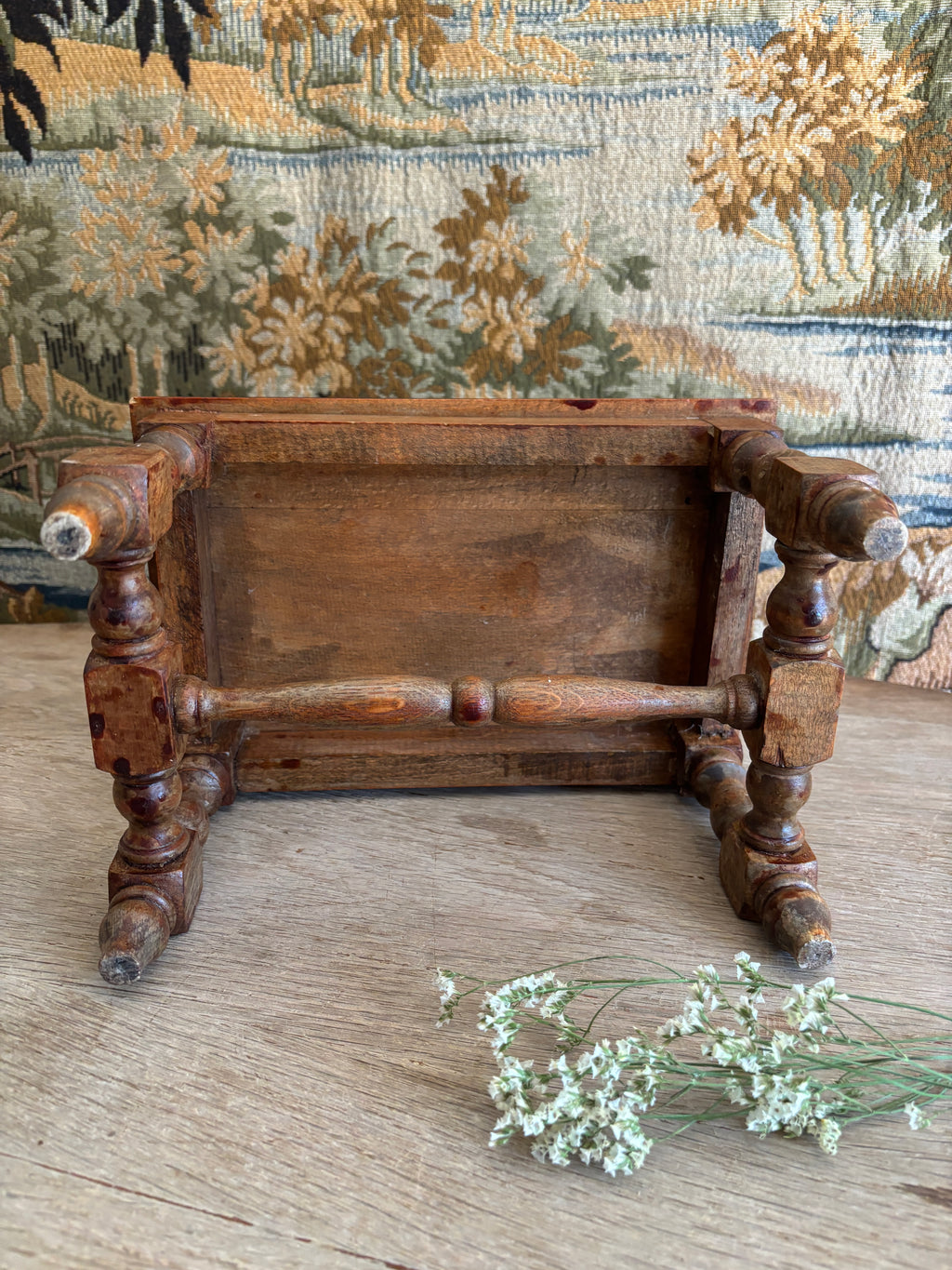 Antique French Wooden Footstool