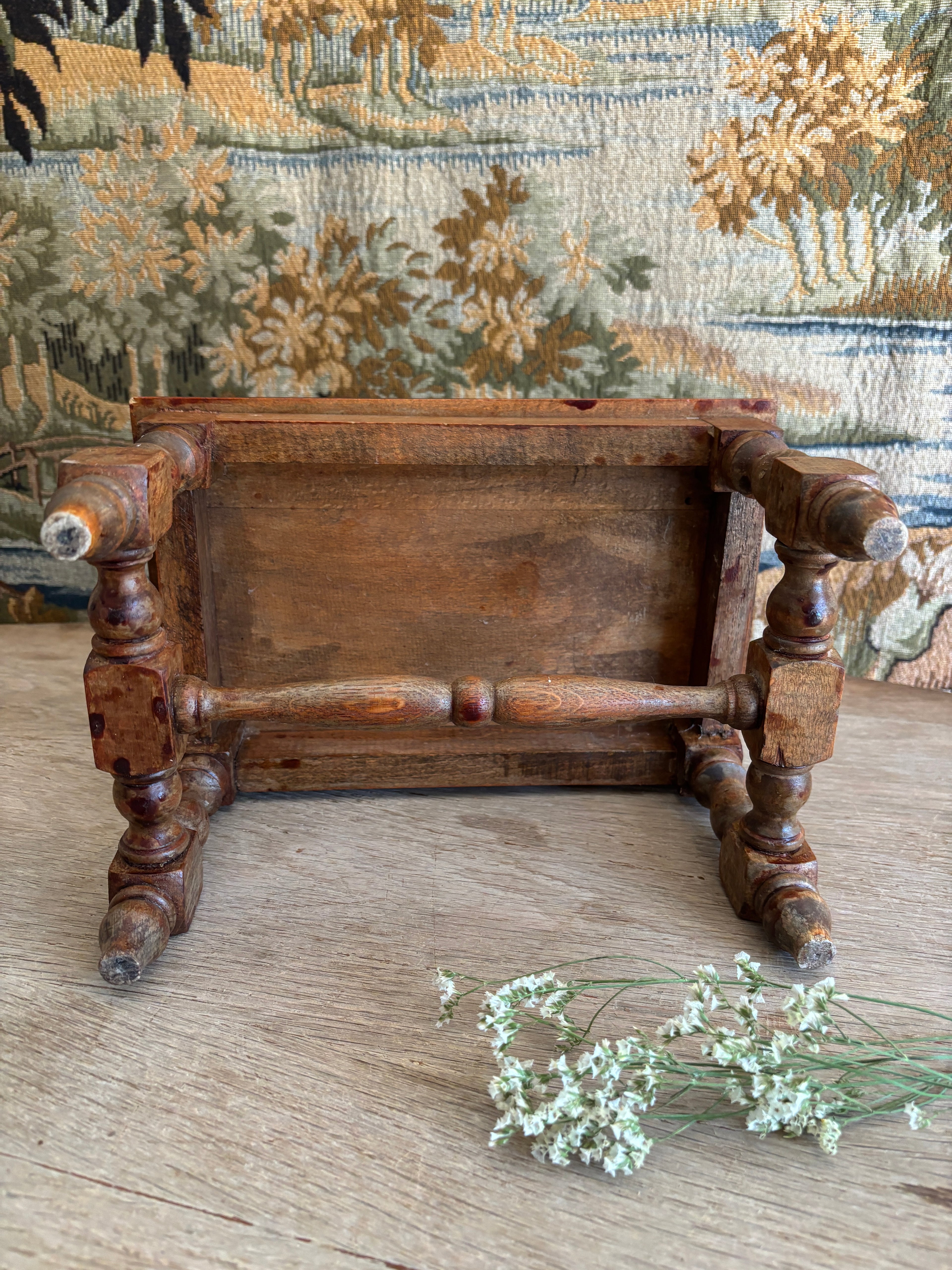 Antique French Wooden Footstool