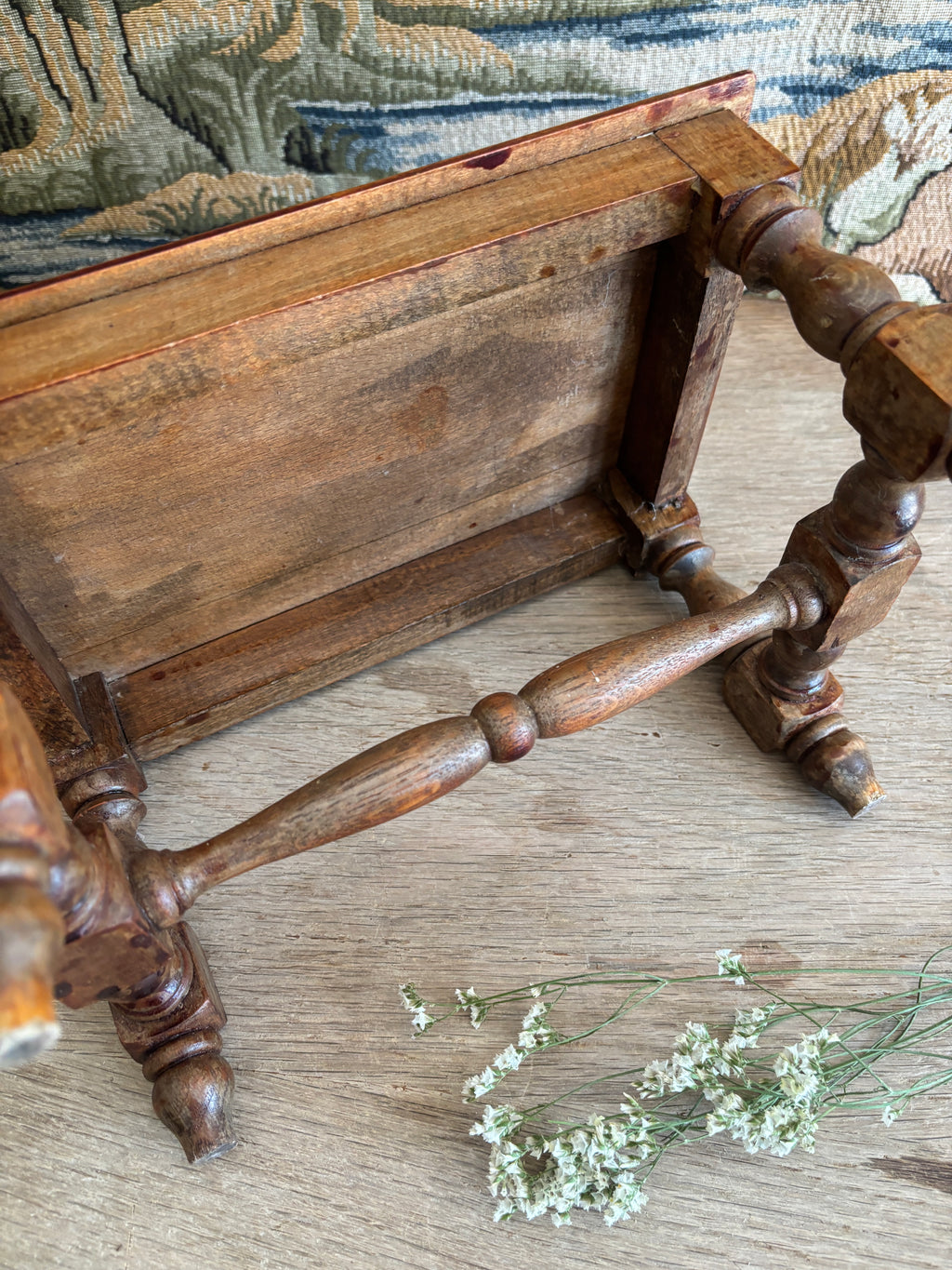 Antique French Wooden Footstool