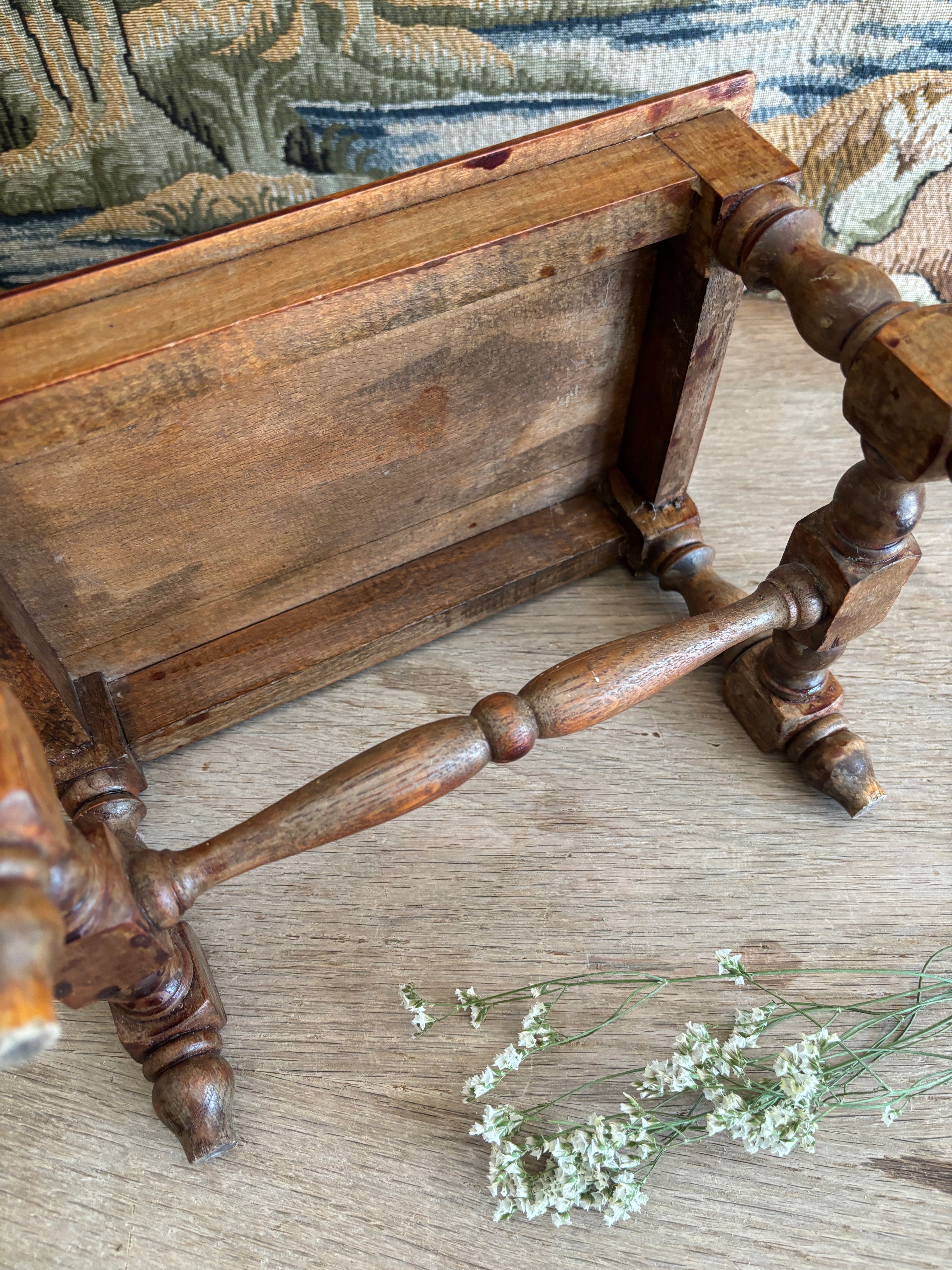 Antique French Wooden Footstool