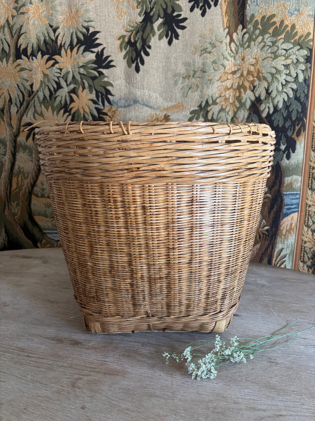 Large Vintage Asian Woven Storage Basket
