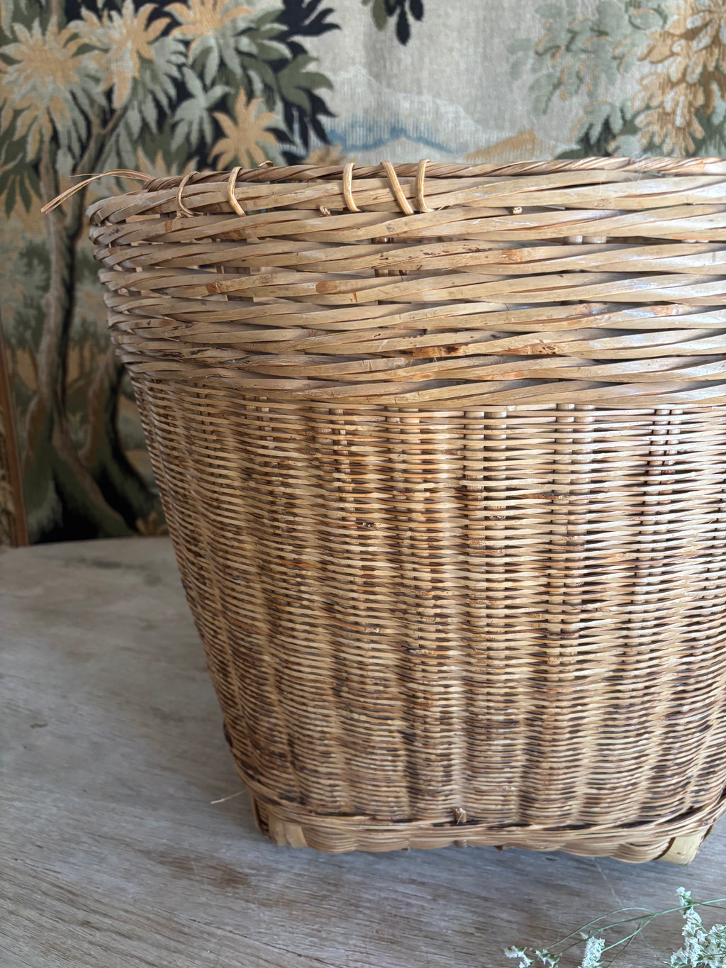 Large Vintage Asian Woven Storage Basket