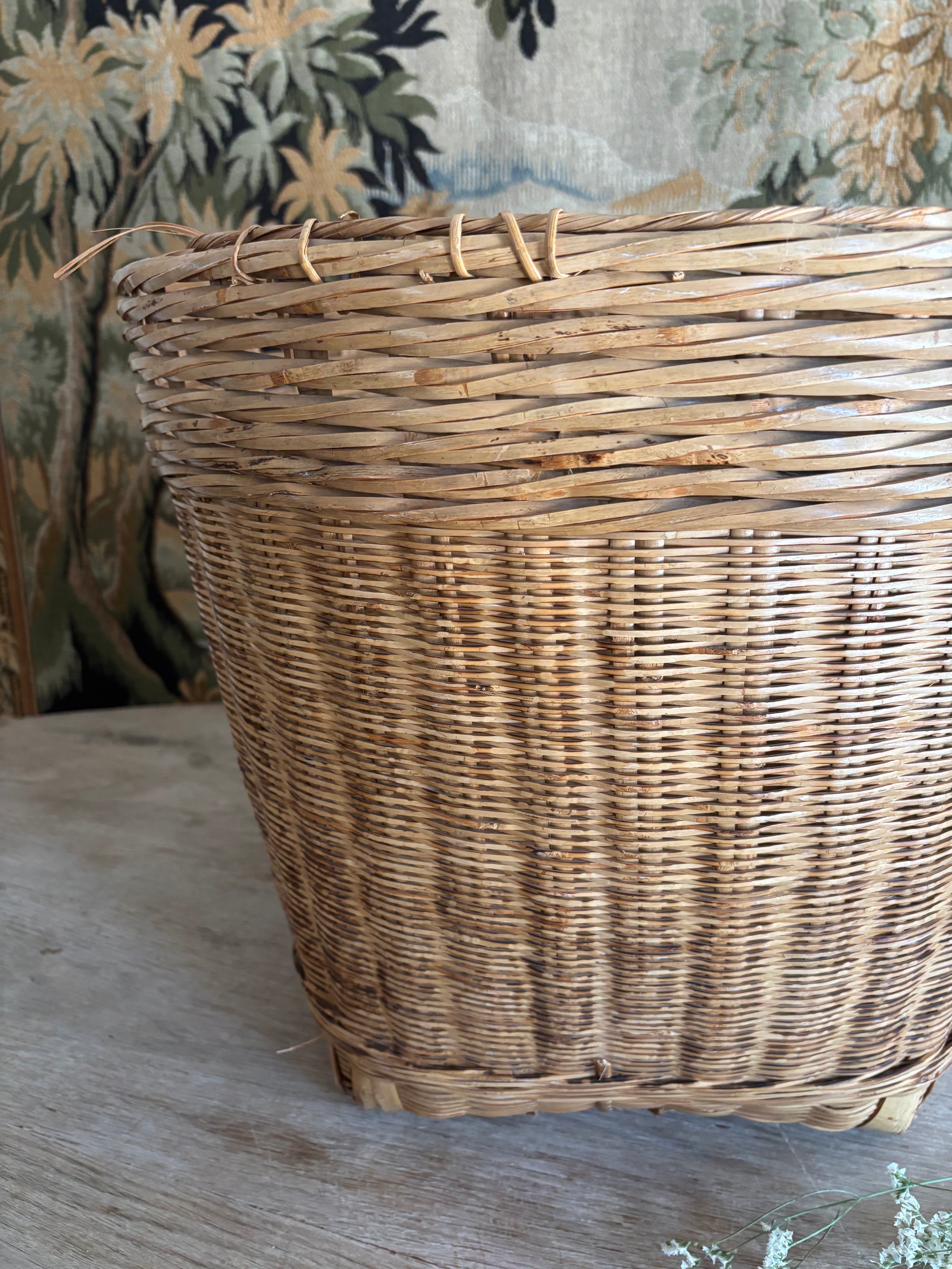 Large Vintage Asian Woven Storage Basket