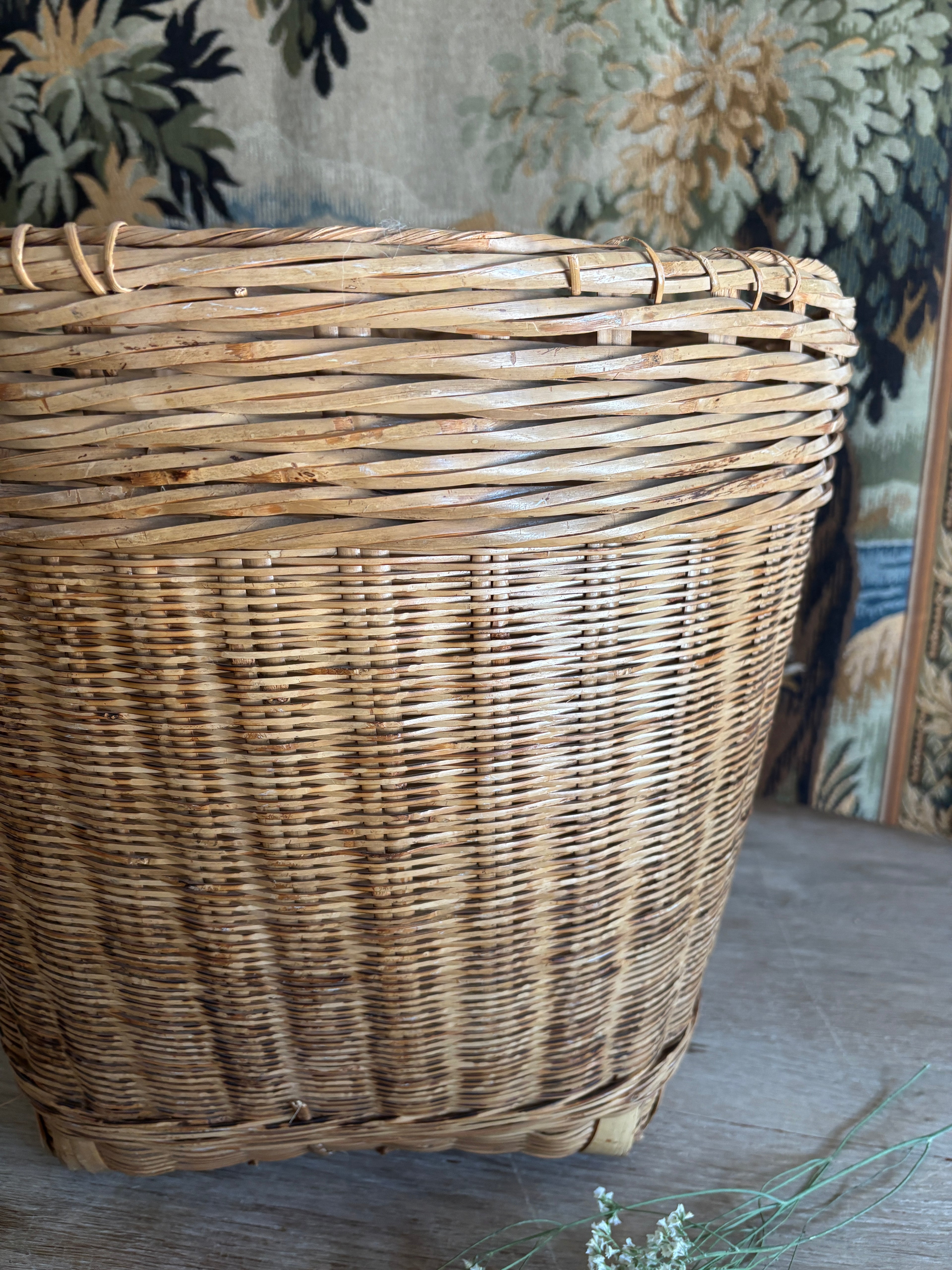 Large Vintage Asian Woven Storage Basket