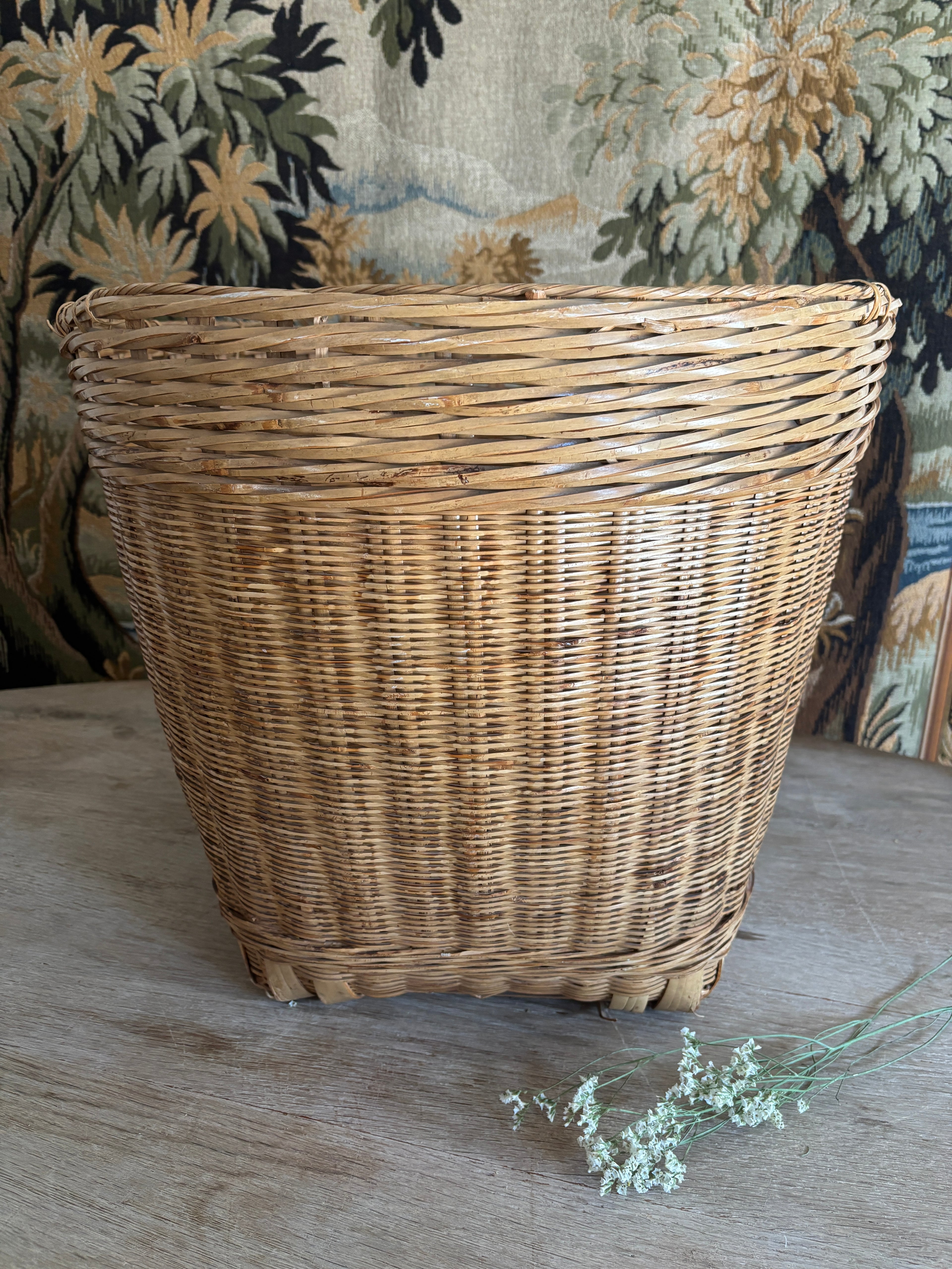 Large Vintage Asian Woven Storage Basket