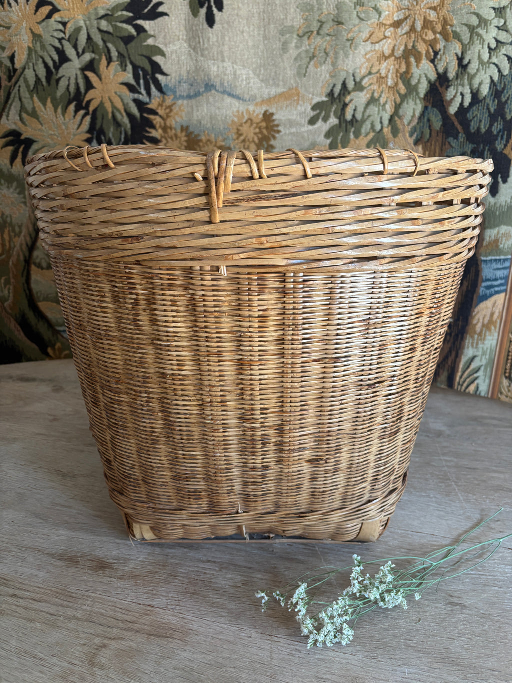 Large Vintage Asian Woven Storage Basket
