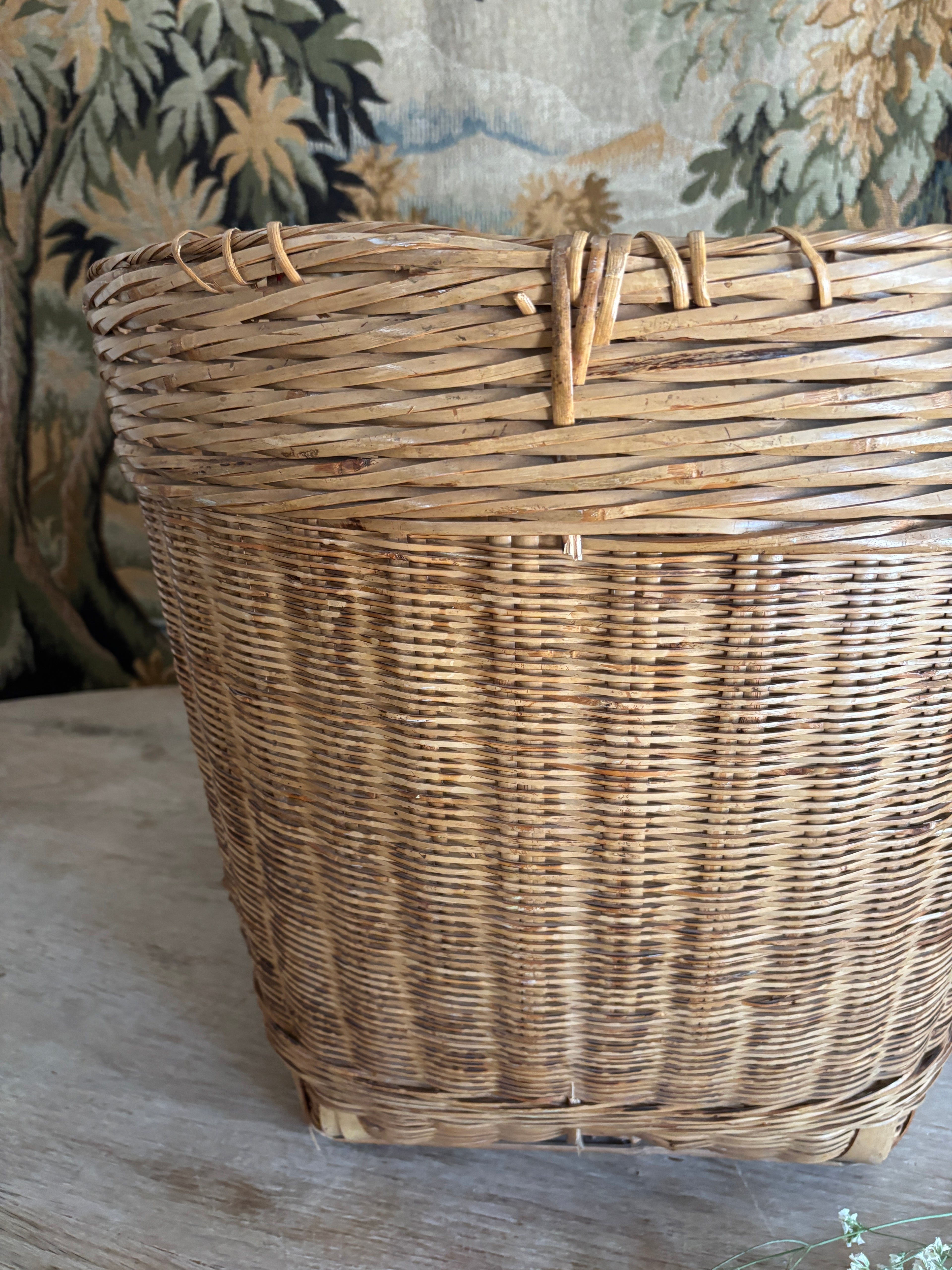 Large Vintage Asian Woven Storage Basket