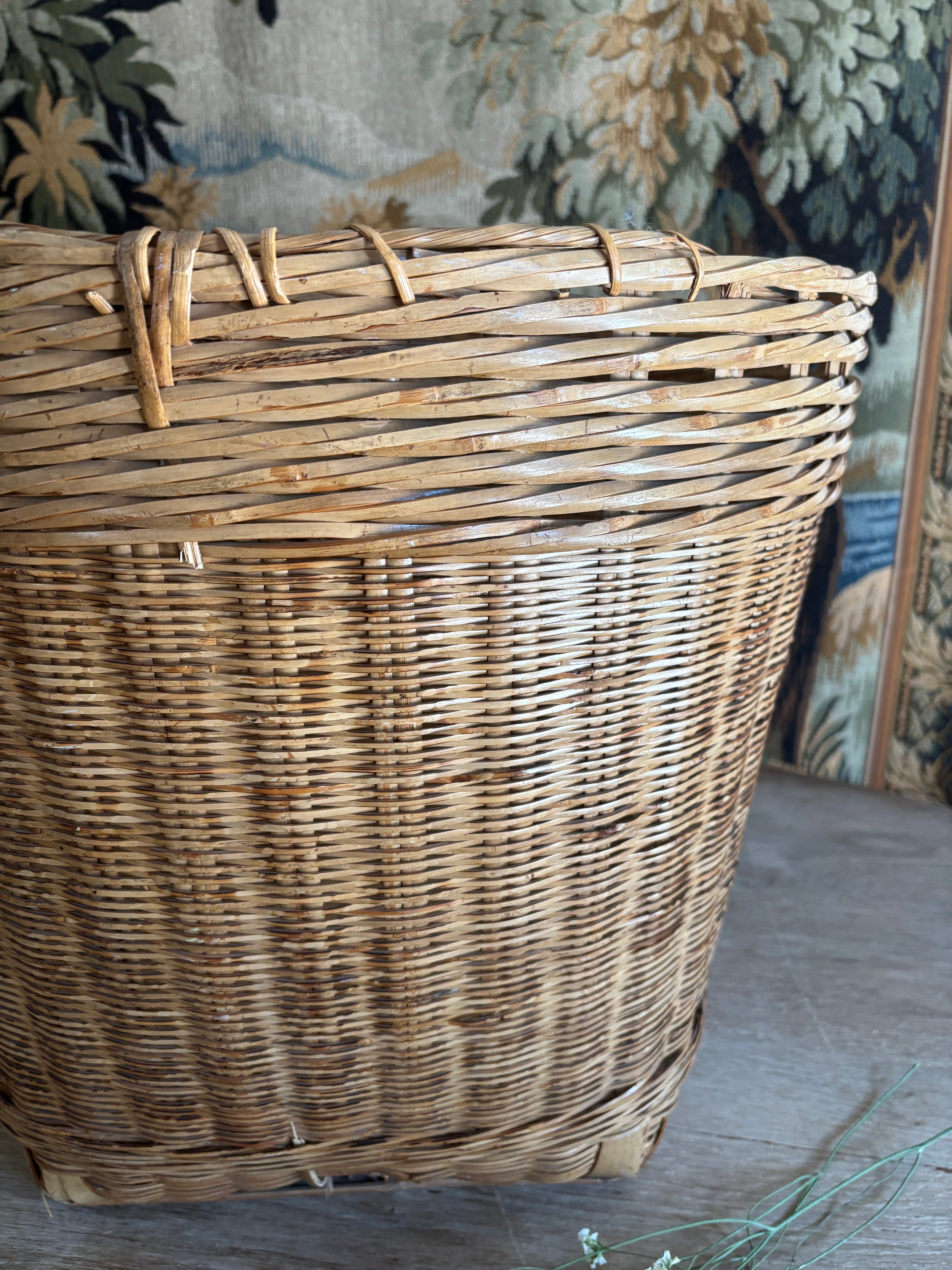 Large Vintage Asian Woven Storage Basket
