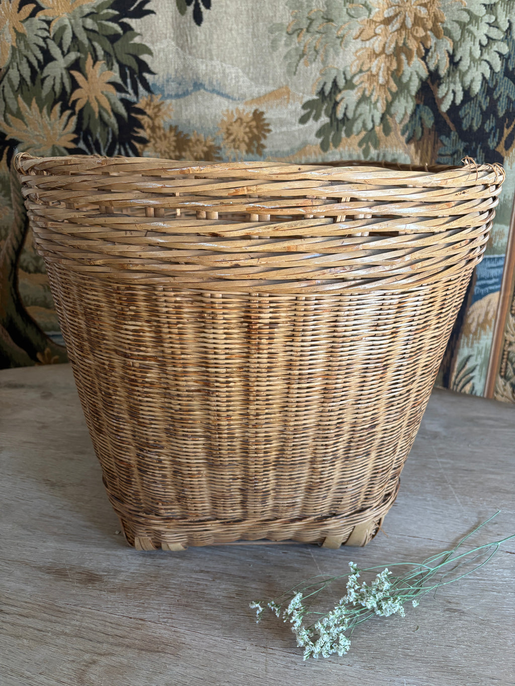Large Vintage Asian Woven Storage Basket