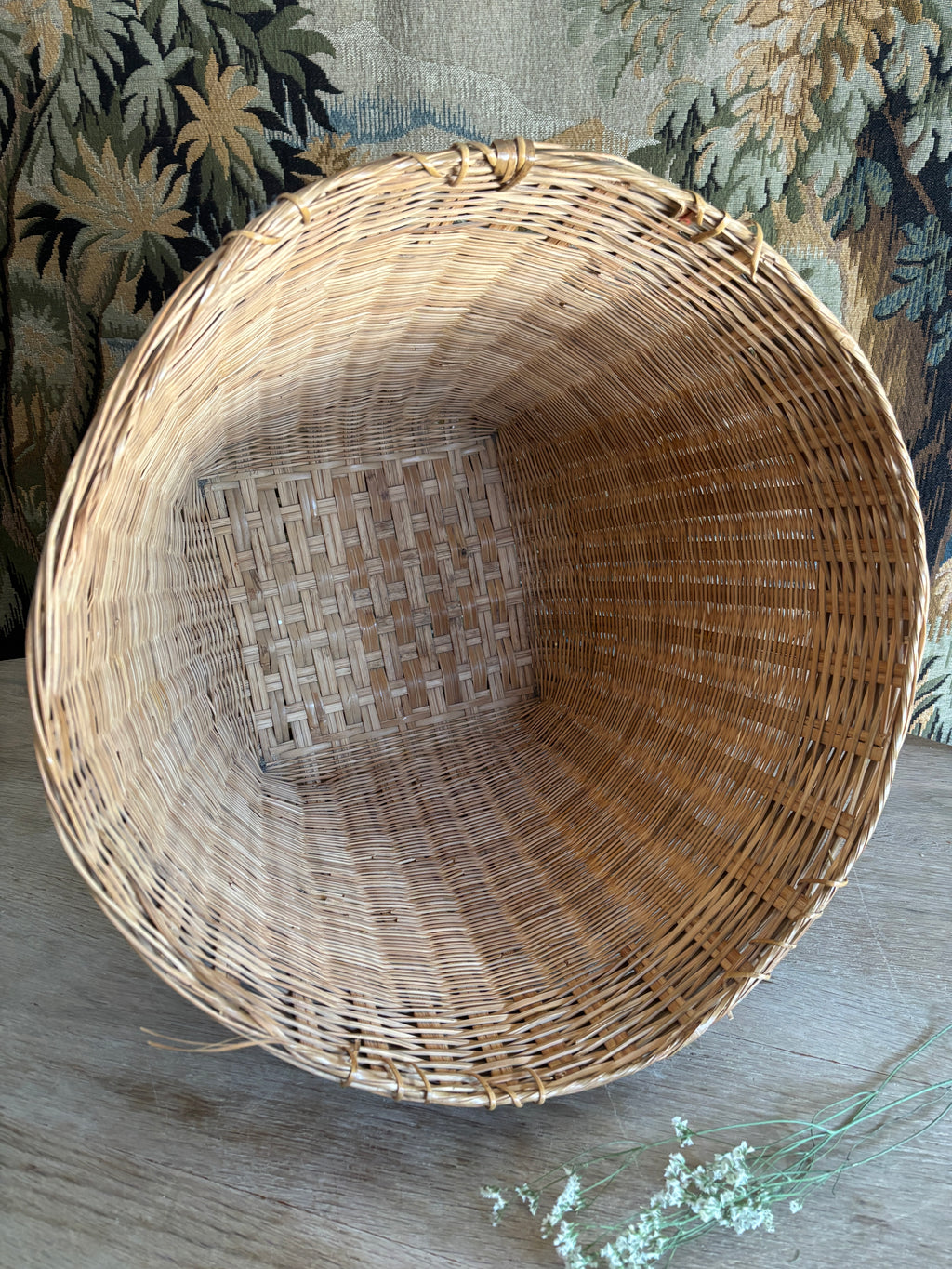Large Vintage Asian Woven Storage Basket