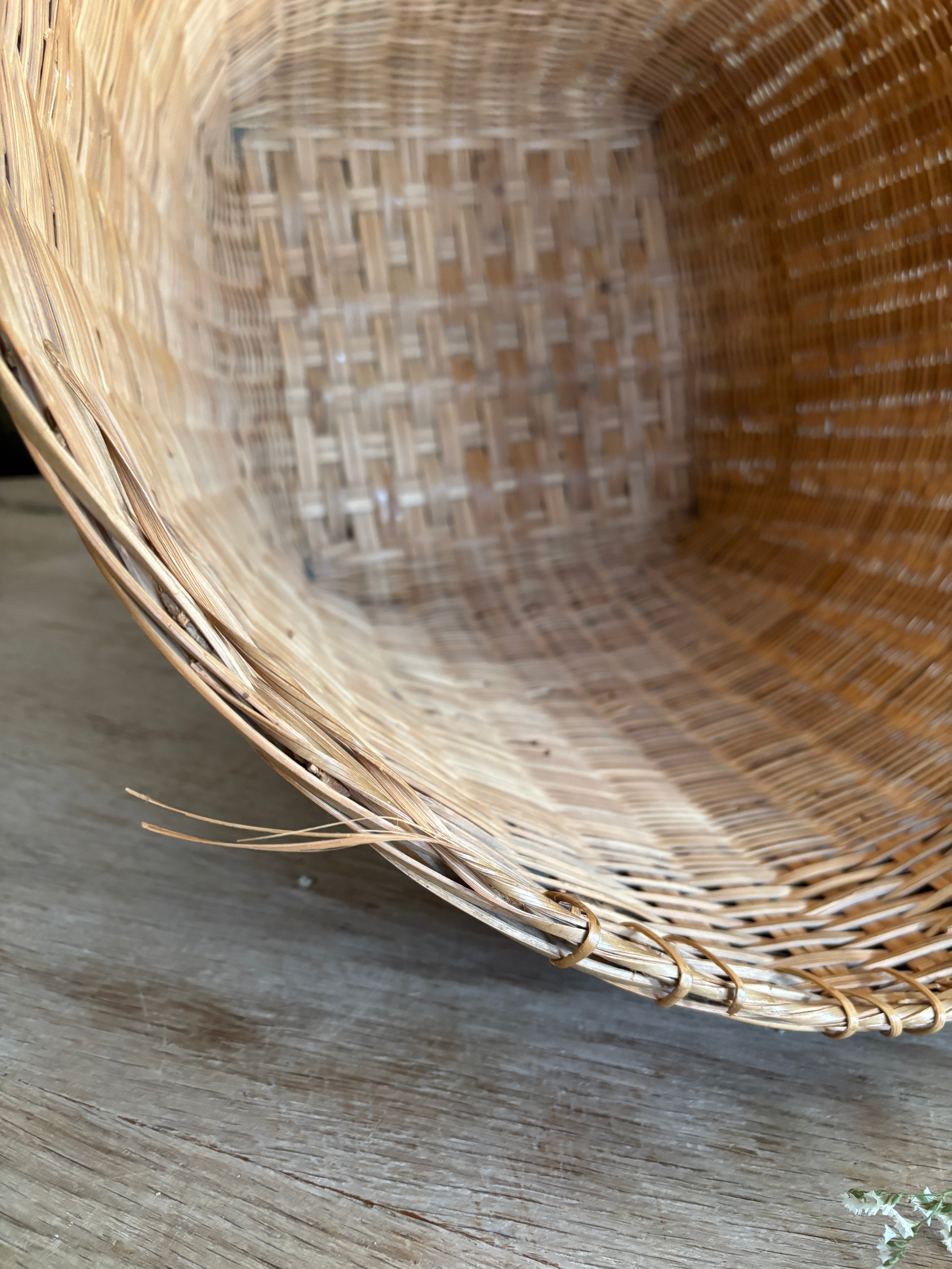 Large Vintage Asian Woven Storage Basket