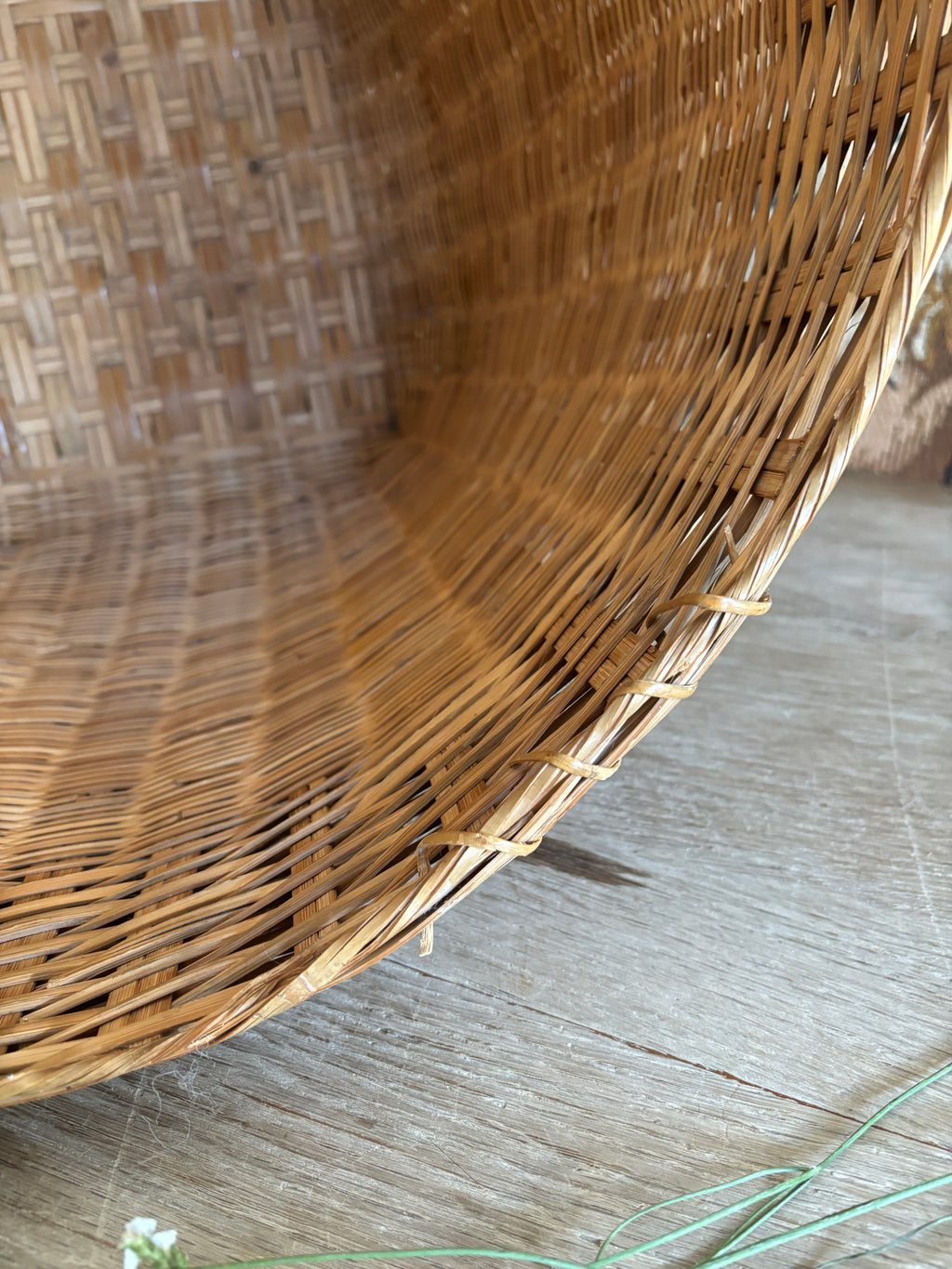 Large Vintage Asian Woven Storage Basket
