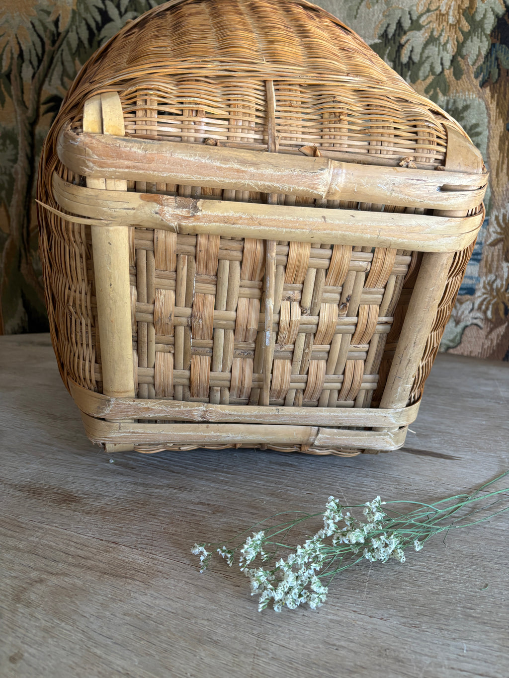 Large Vintage Asian Woven Storage Basket