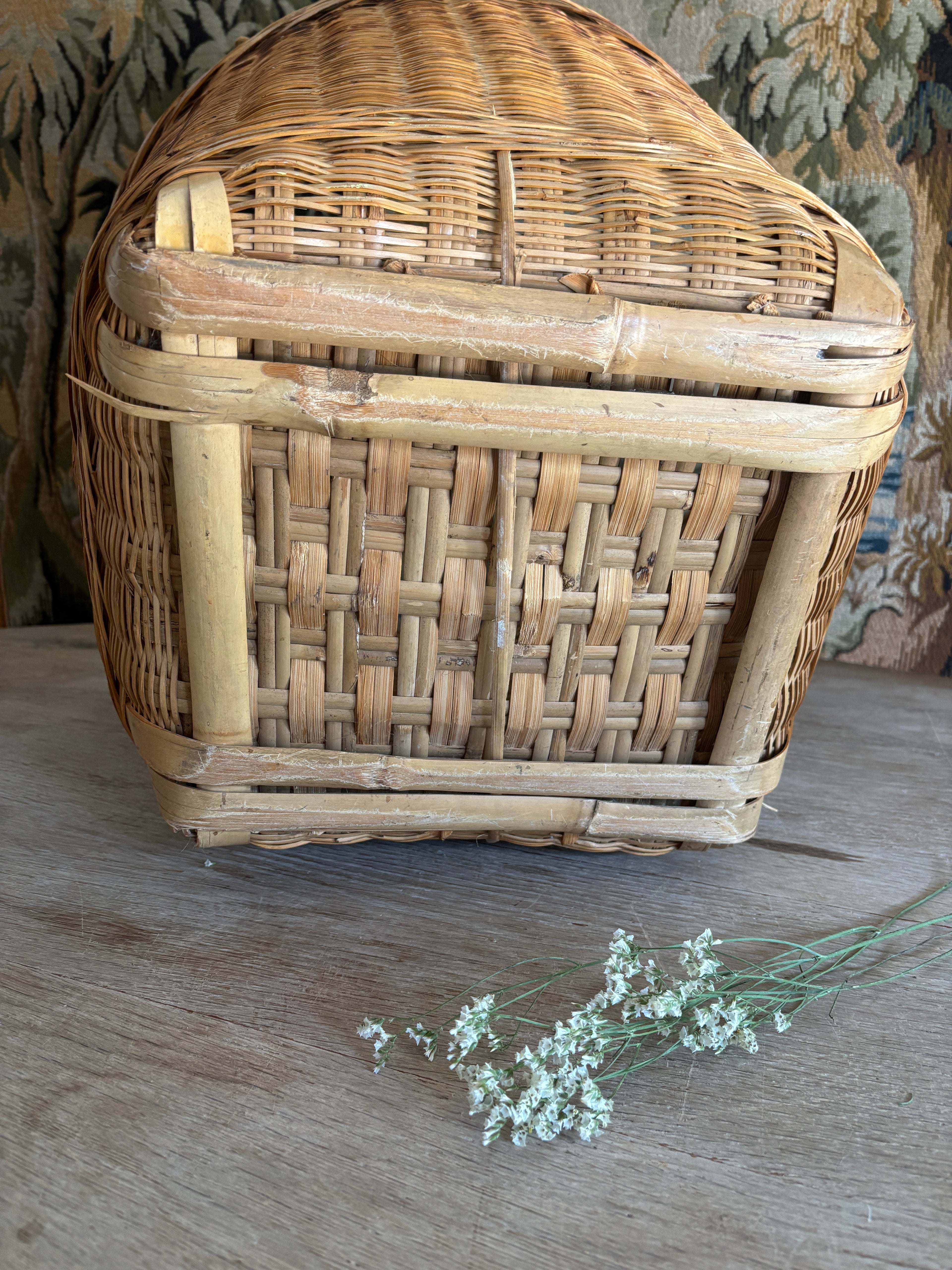 Large Vintage Asian Woven Storage Basket