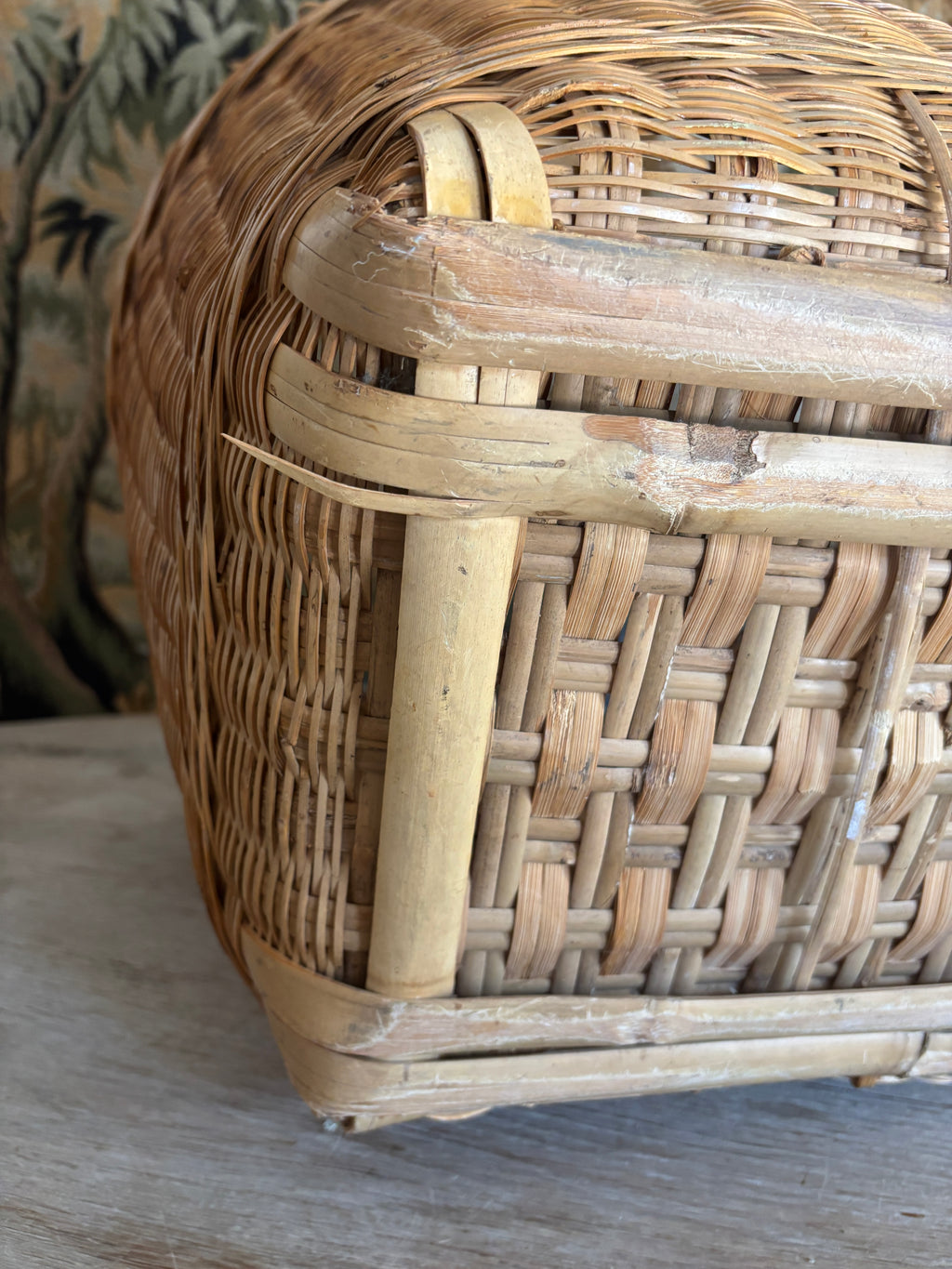 Large Vintage Asian Woven Storage Basket
