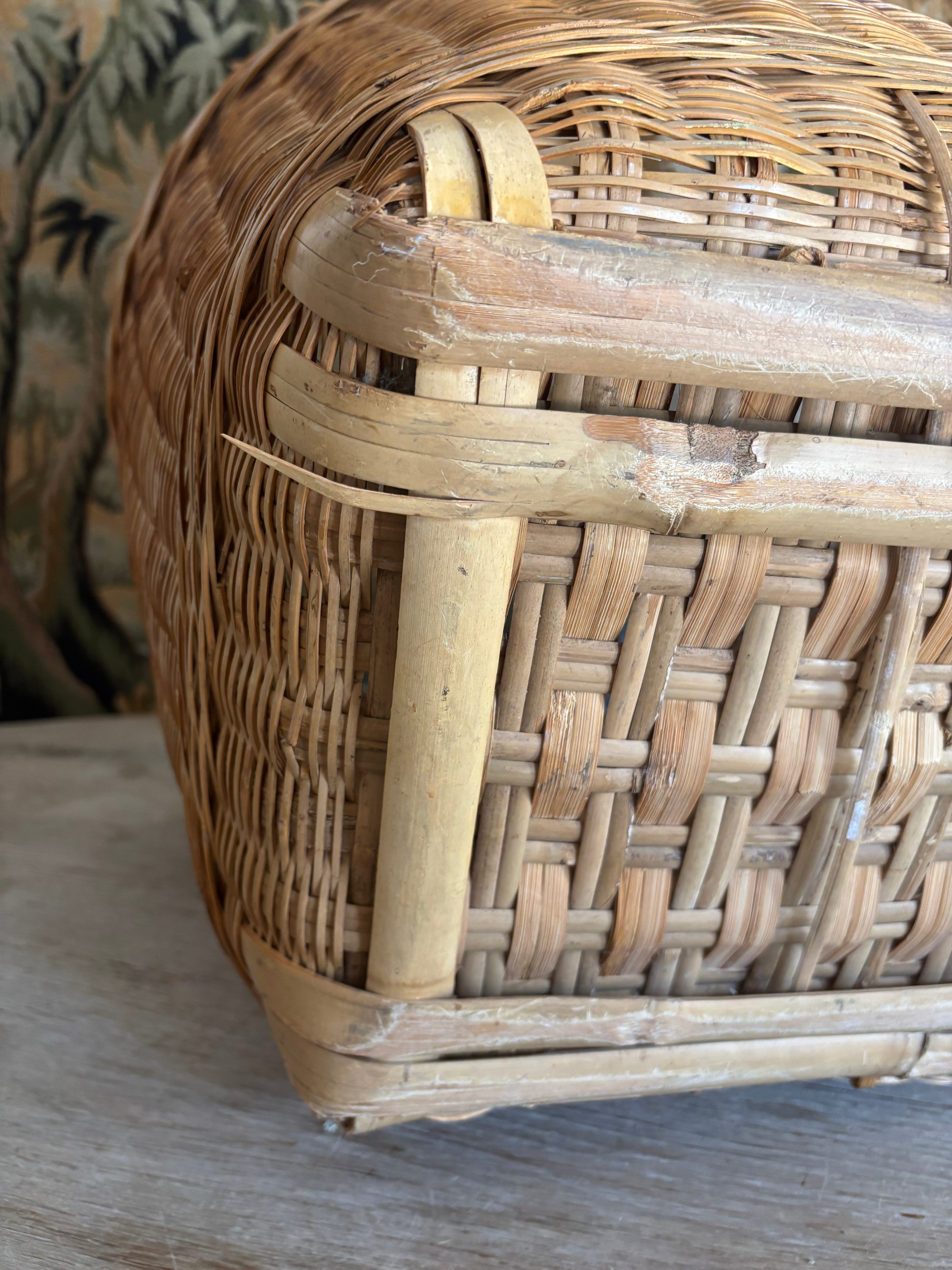 Large Vintage Asian Woven Storage Basket