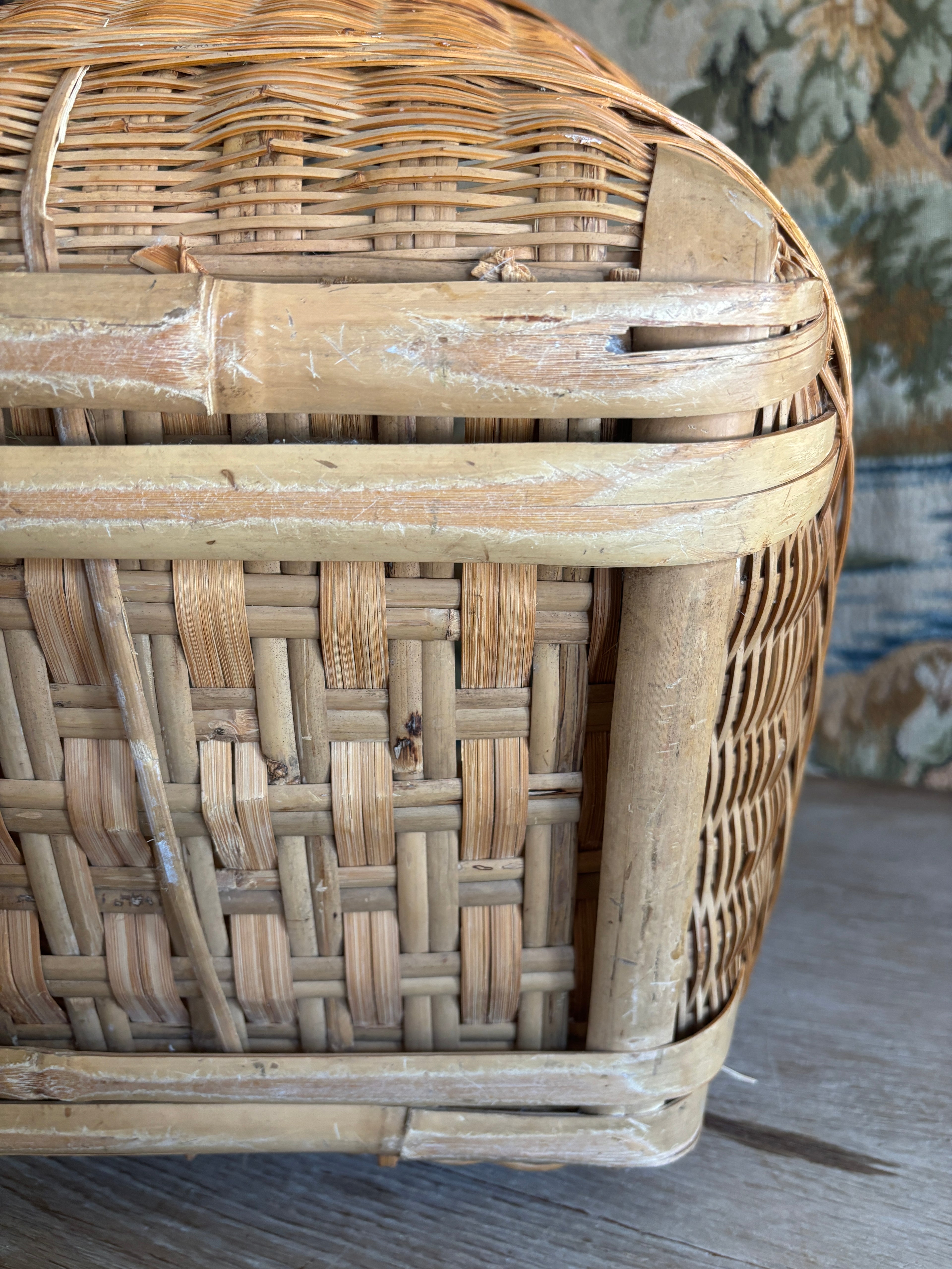Large Vintage Asian Woven Storage Basket