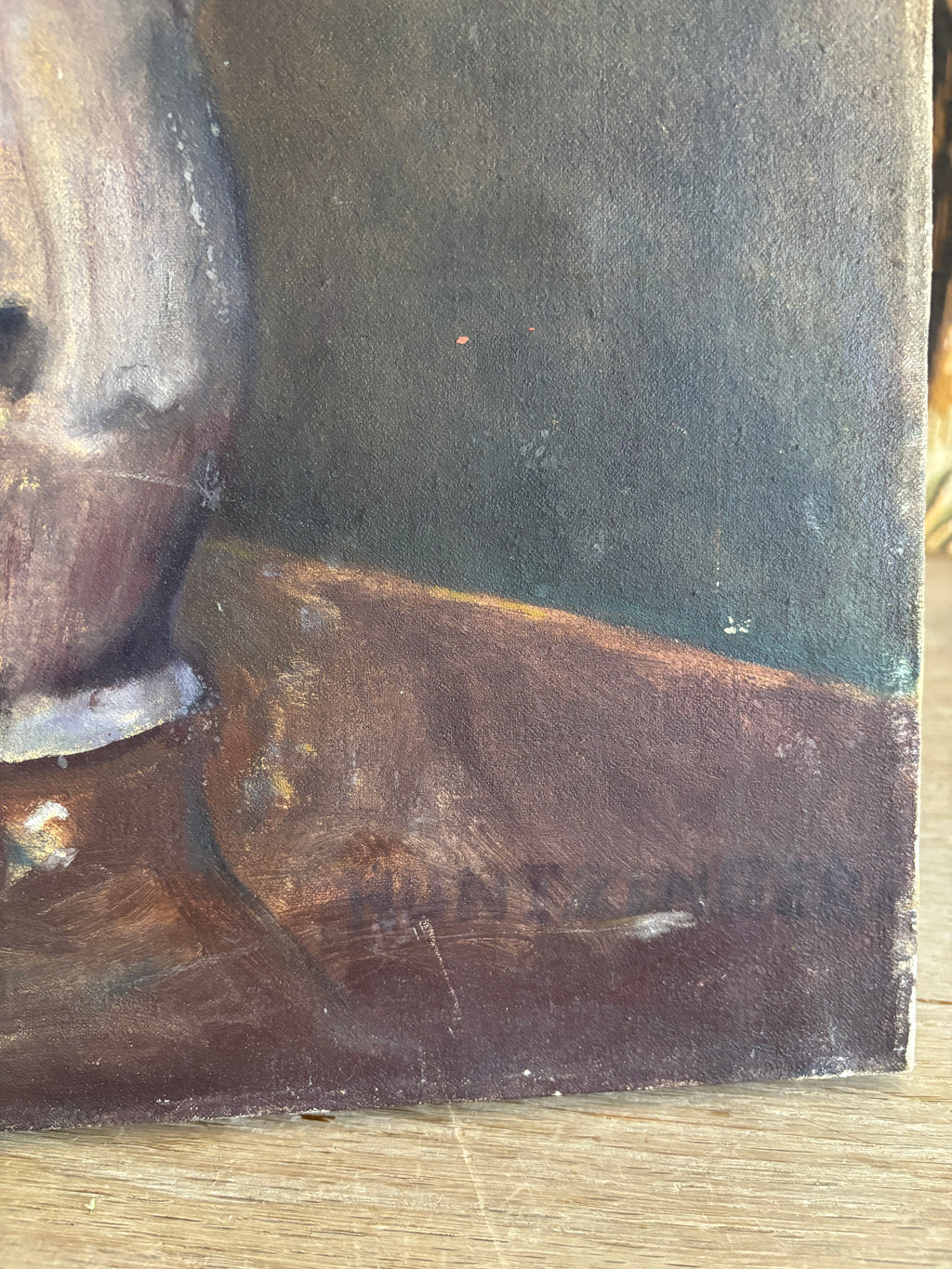 Vintage Iris Still Life Oil Painting