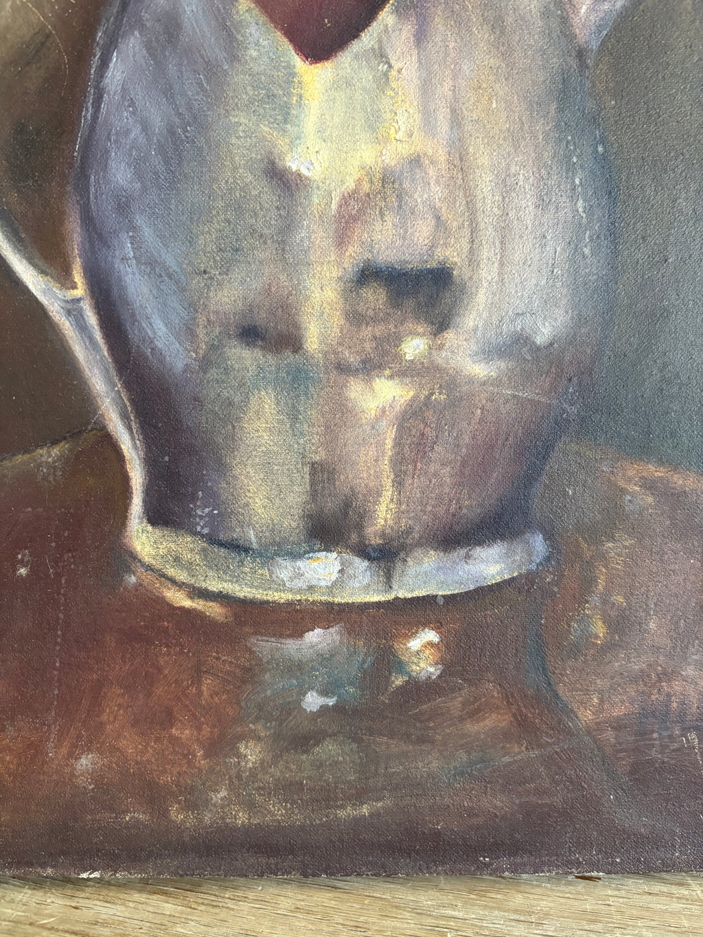 Vintage Iris Still Life Oil Painting