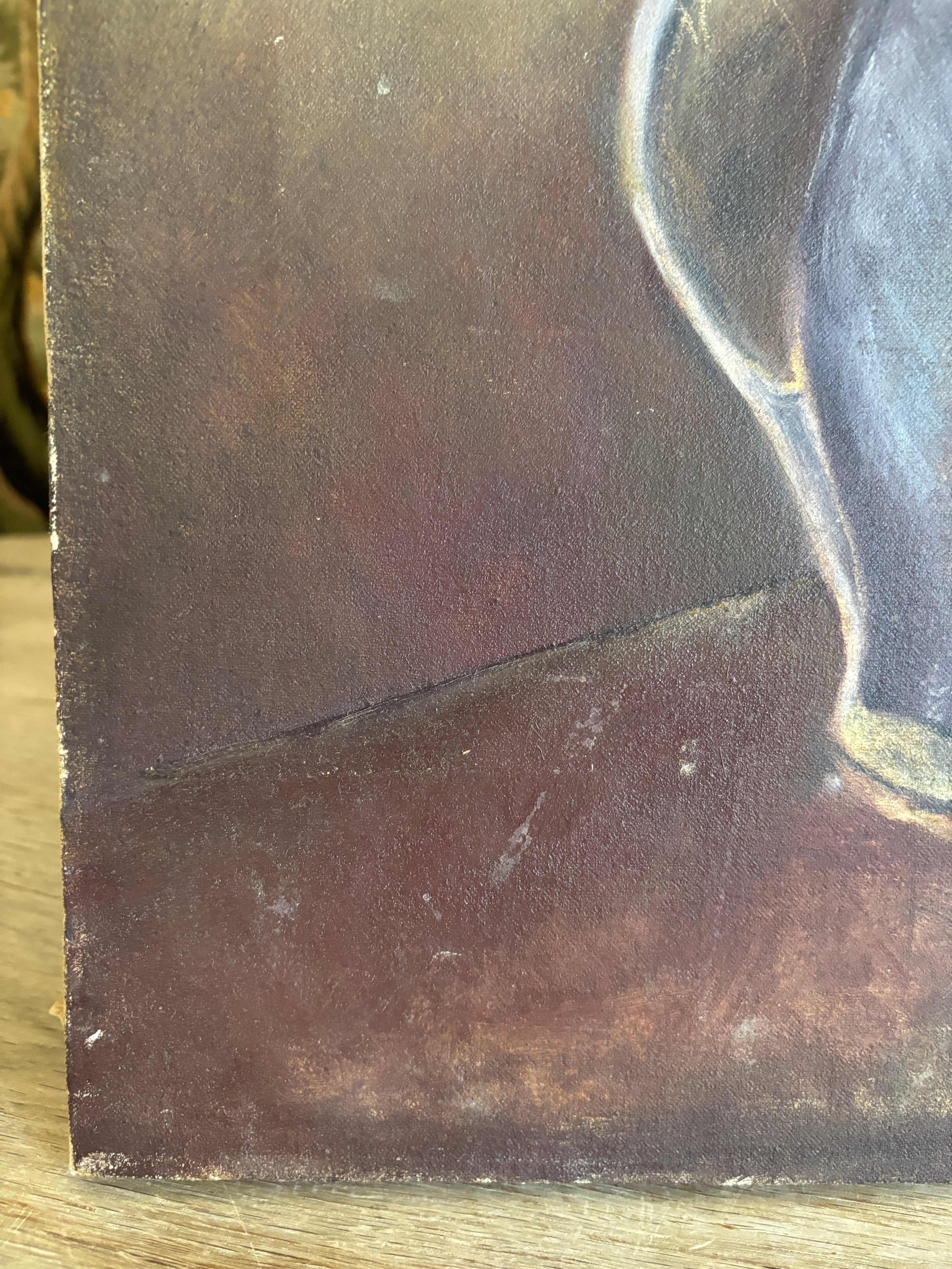 Vintage Iris Still Life Oil Painting
