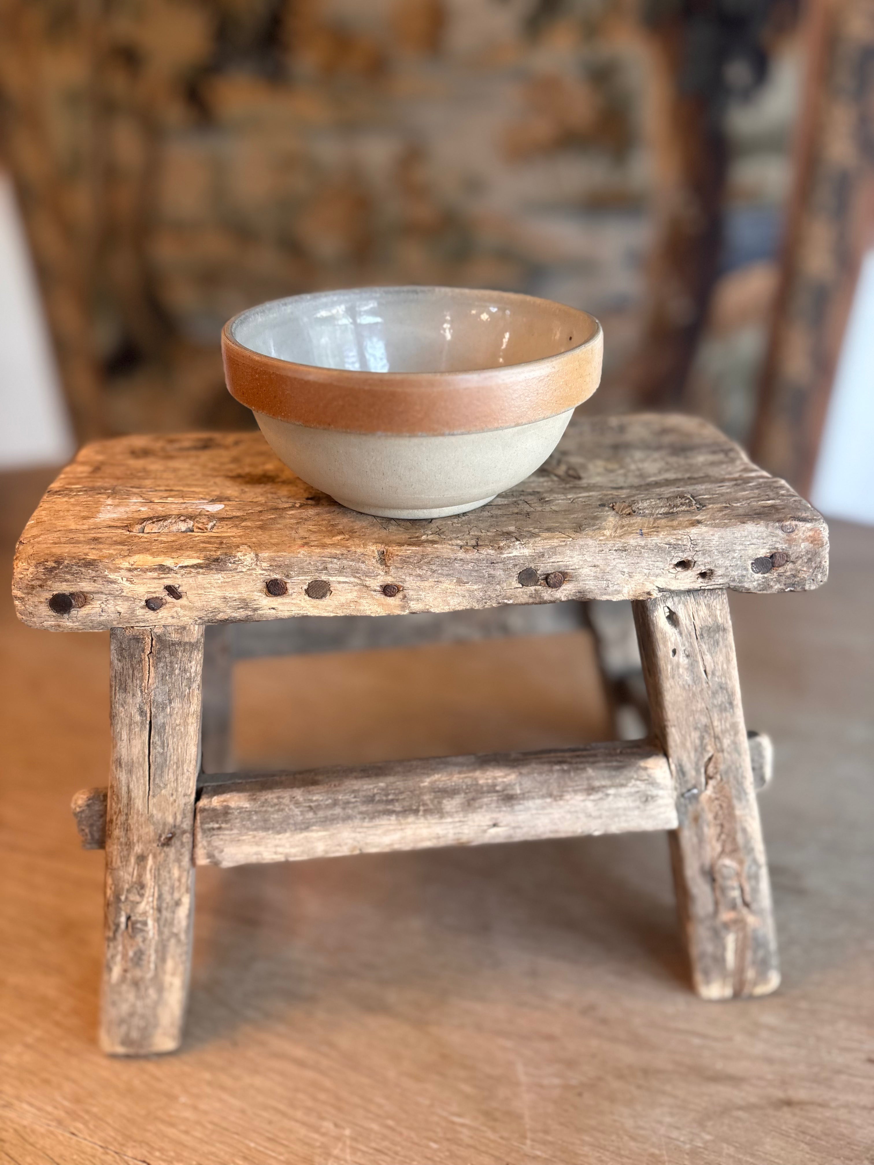 Vintage French Two-Tone Stoneware Bowl