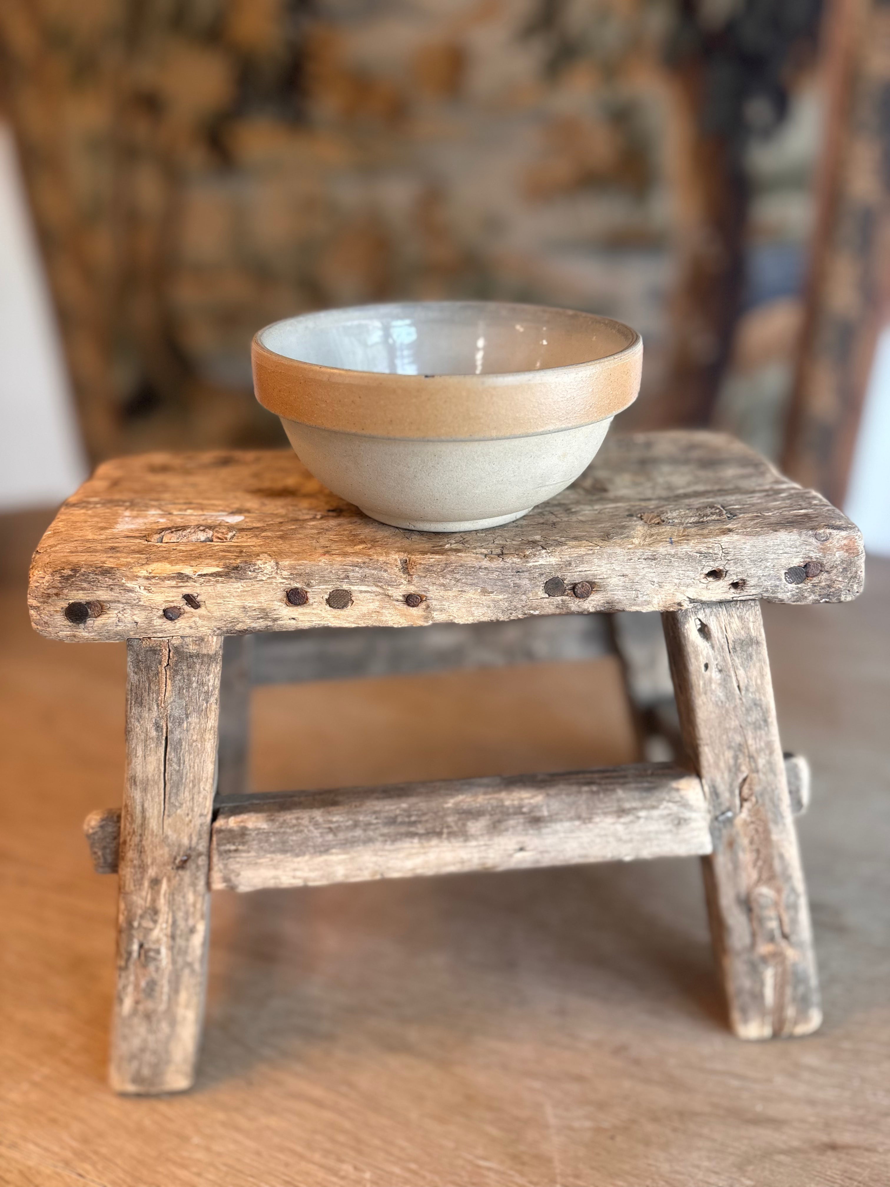 Vintage French Two-Tone Stoneware Bowl