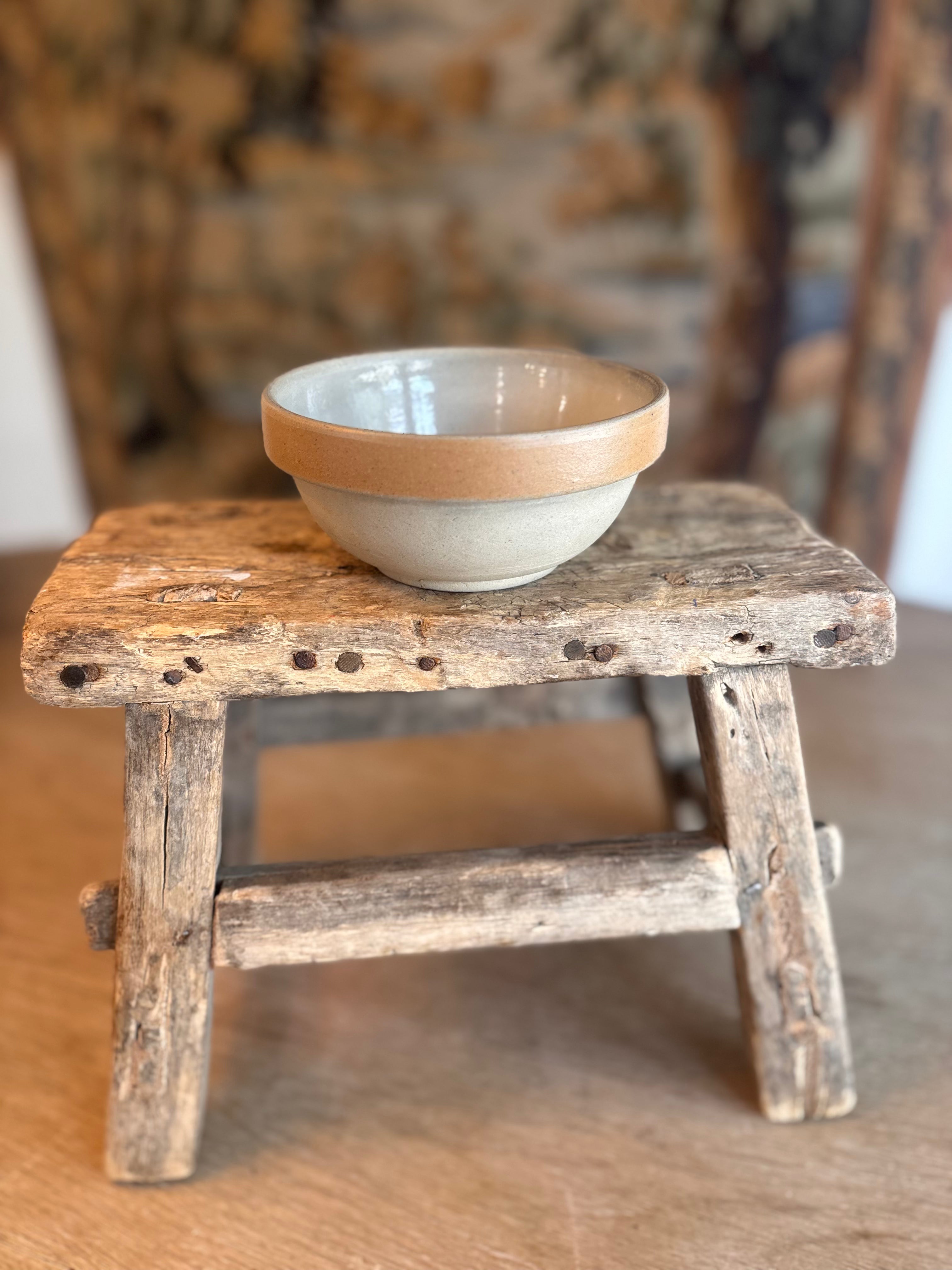 Vintage French Two-Tone Stoneware Bowl