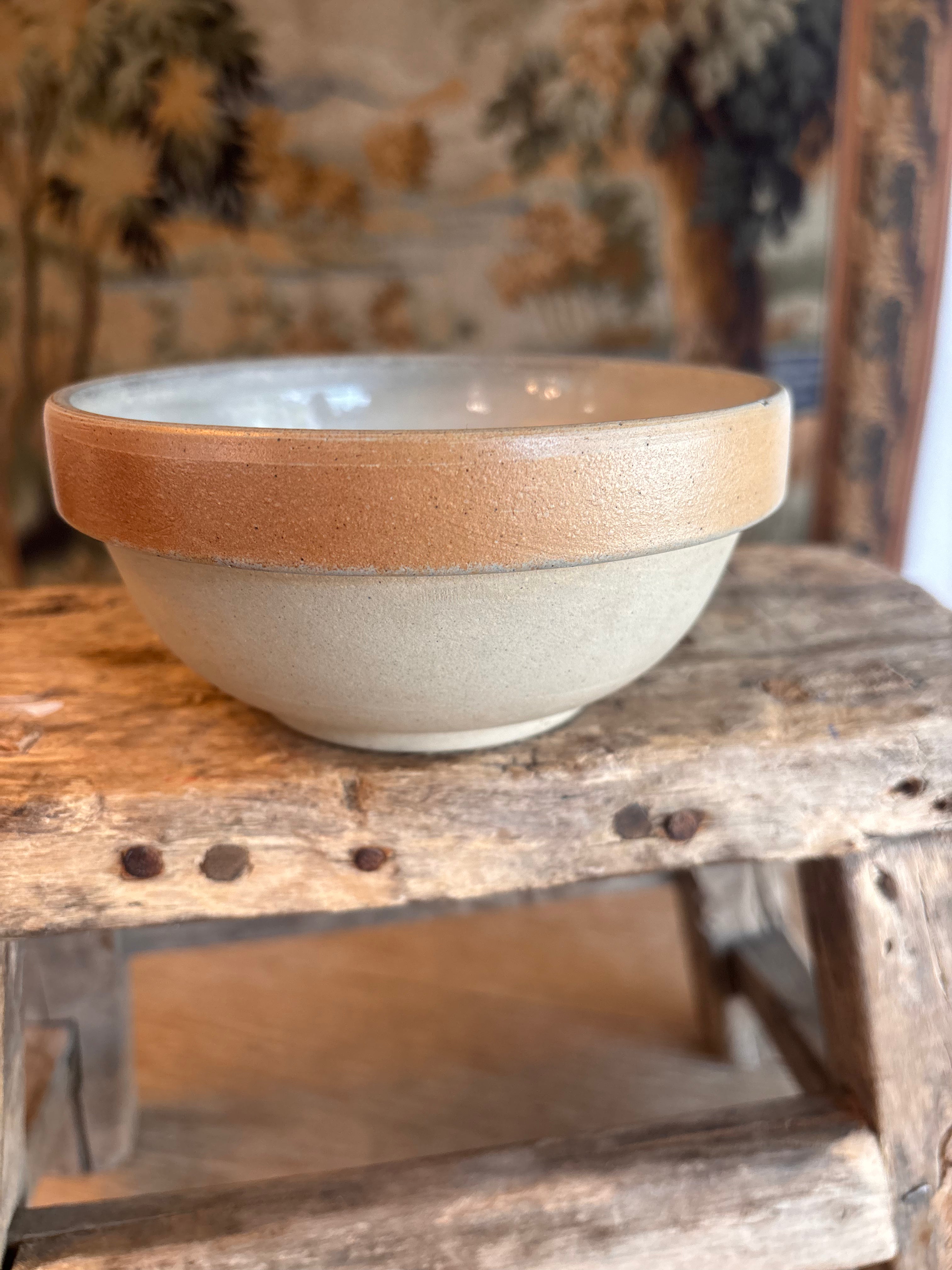 Vintage French Two-Tone Stoneware Bowl