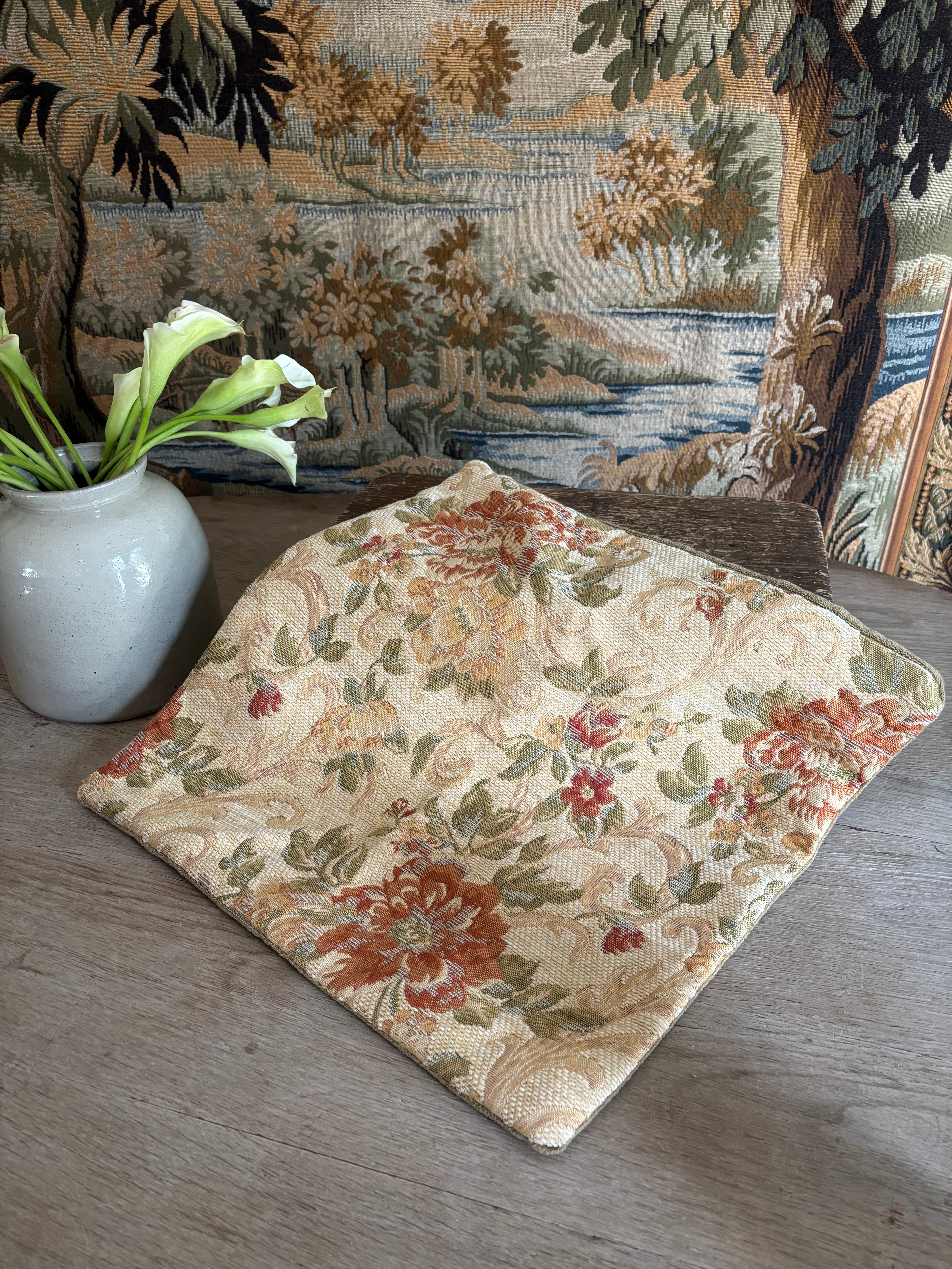Floral Tapestry Pillow Cover