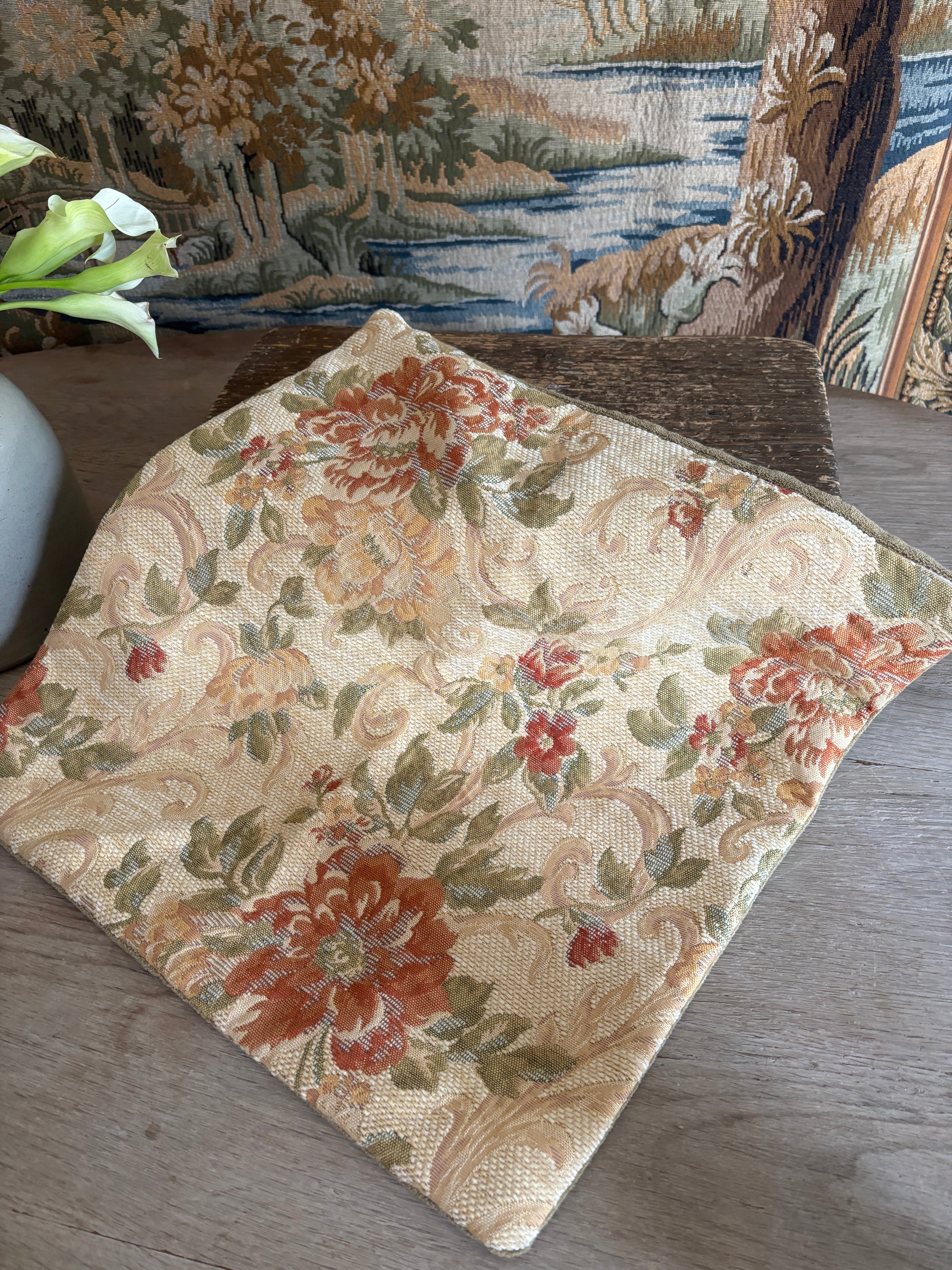 Floral Tapestry Pillow Cover