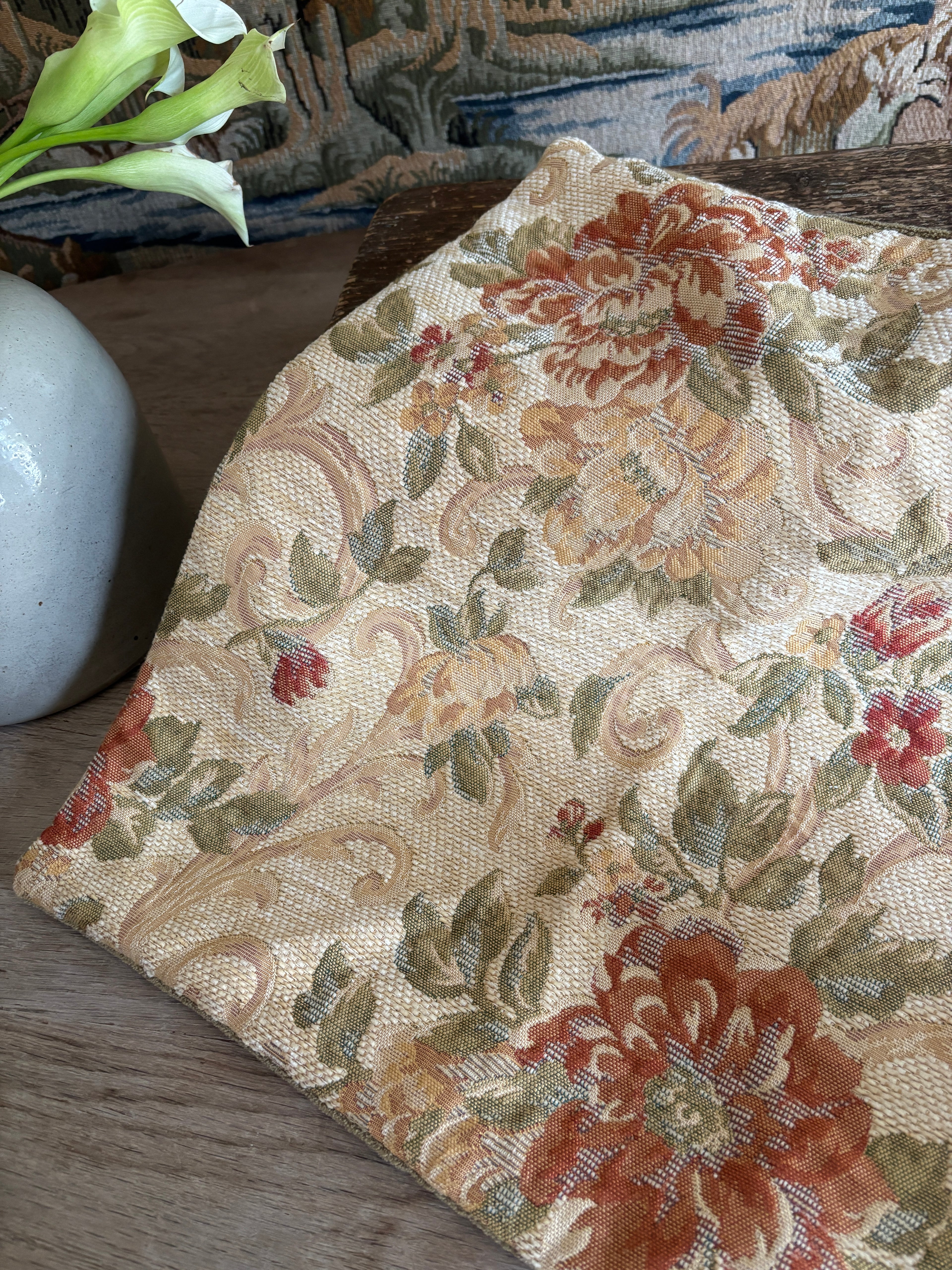 Floral Tapestry Pillow Cover