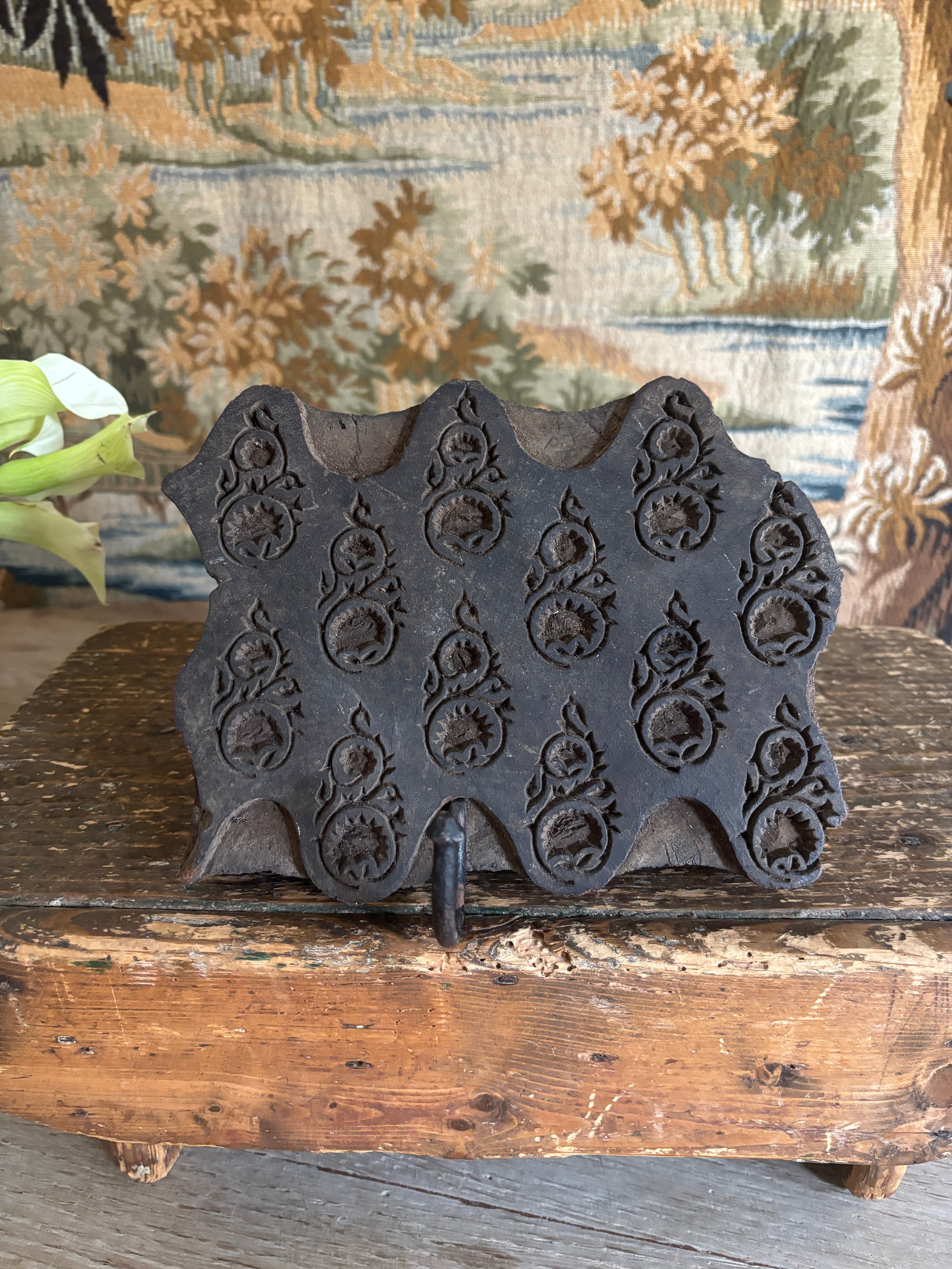 Antique Indian Printing Block Wall Hook