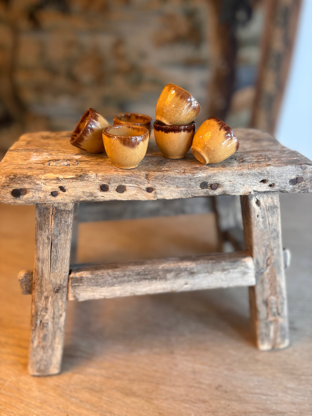 Set of 3 Vintage French Stoneware Escargot Pots