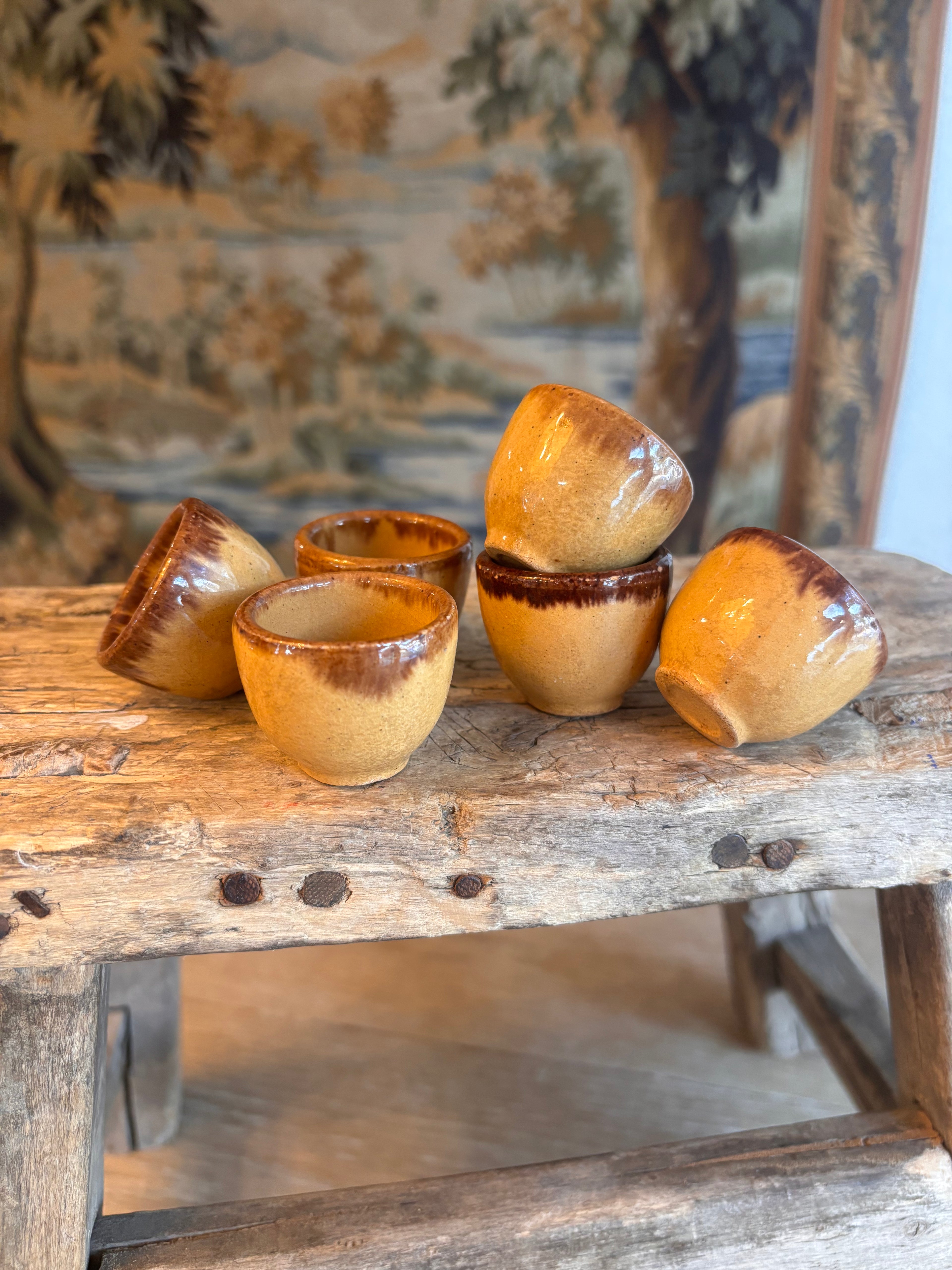 Set of 3 Vintage French Stoneware Escargot Pots