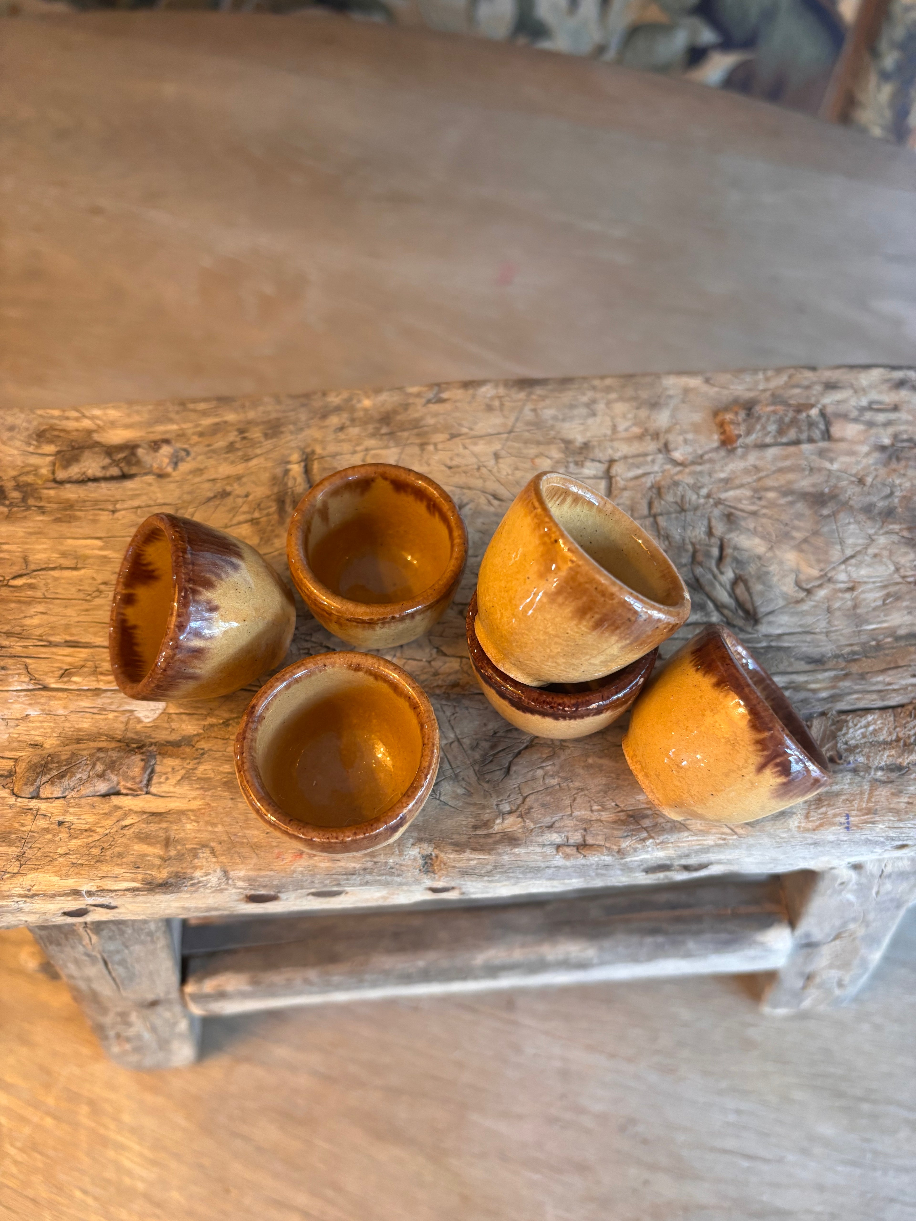 Set of 3 Vintage French Stoneware Escargot Pots