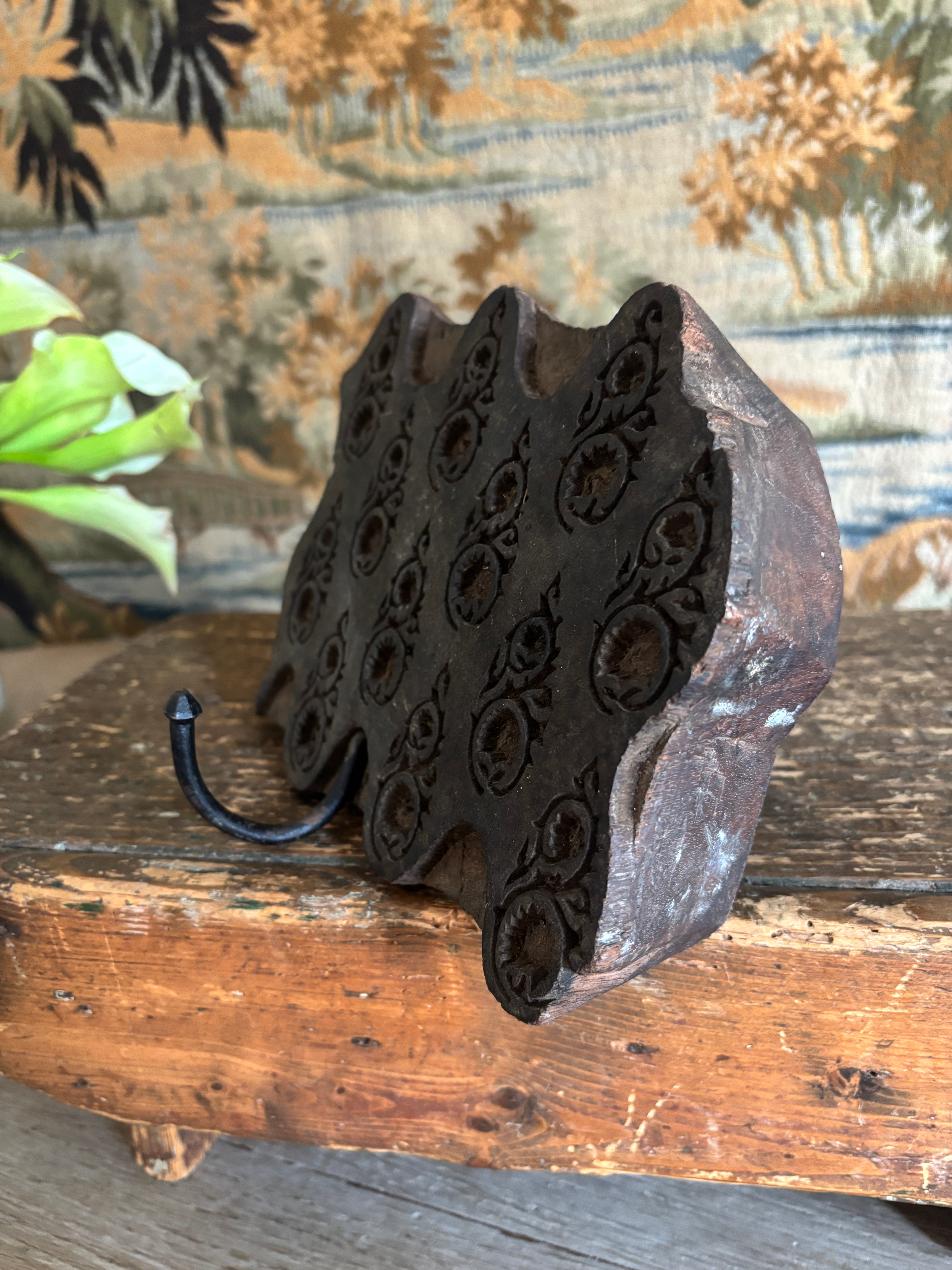 Antique Indian Printing Block Wall Hook