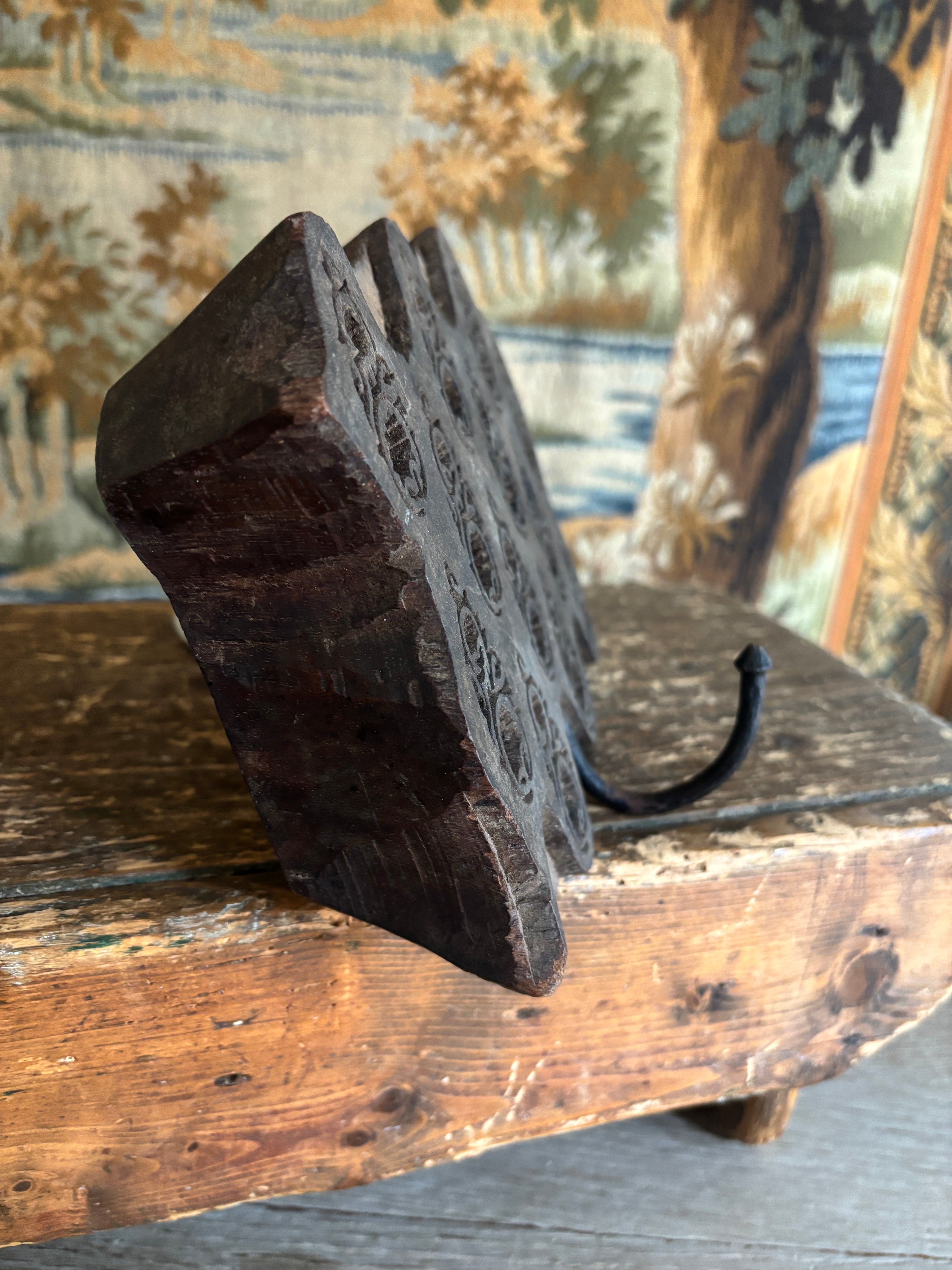 Antique Indian Printing Block Wall Hook