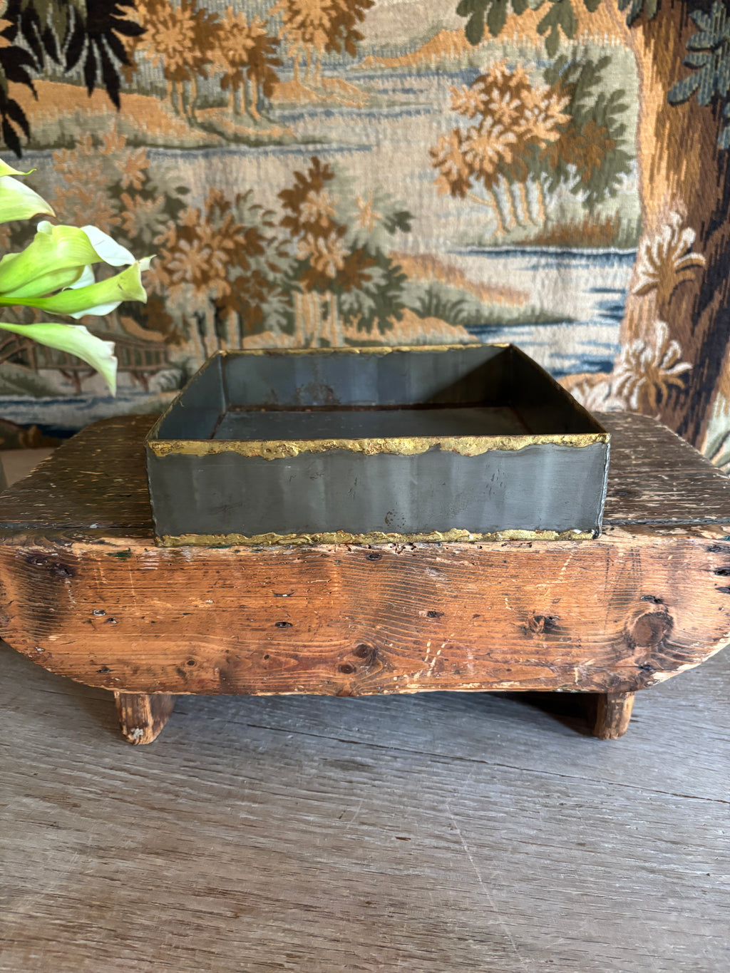 Handcrafted Two-Tone Metal Catchall Tray