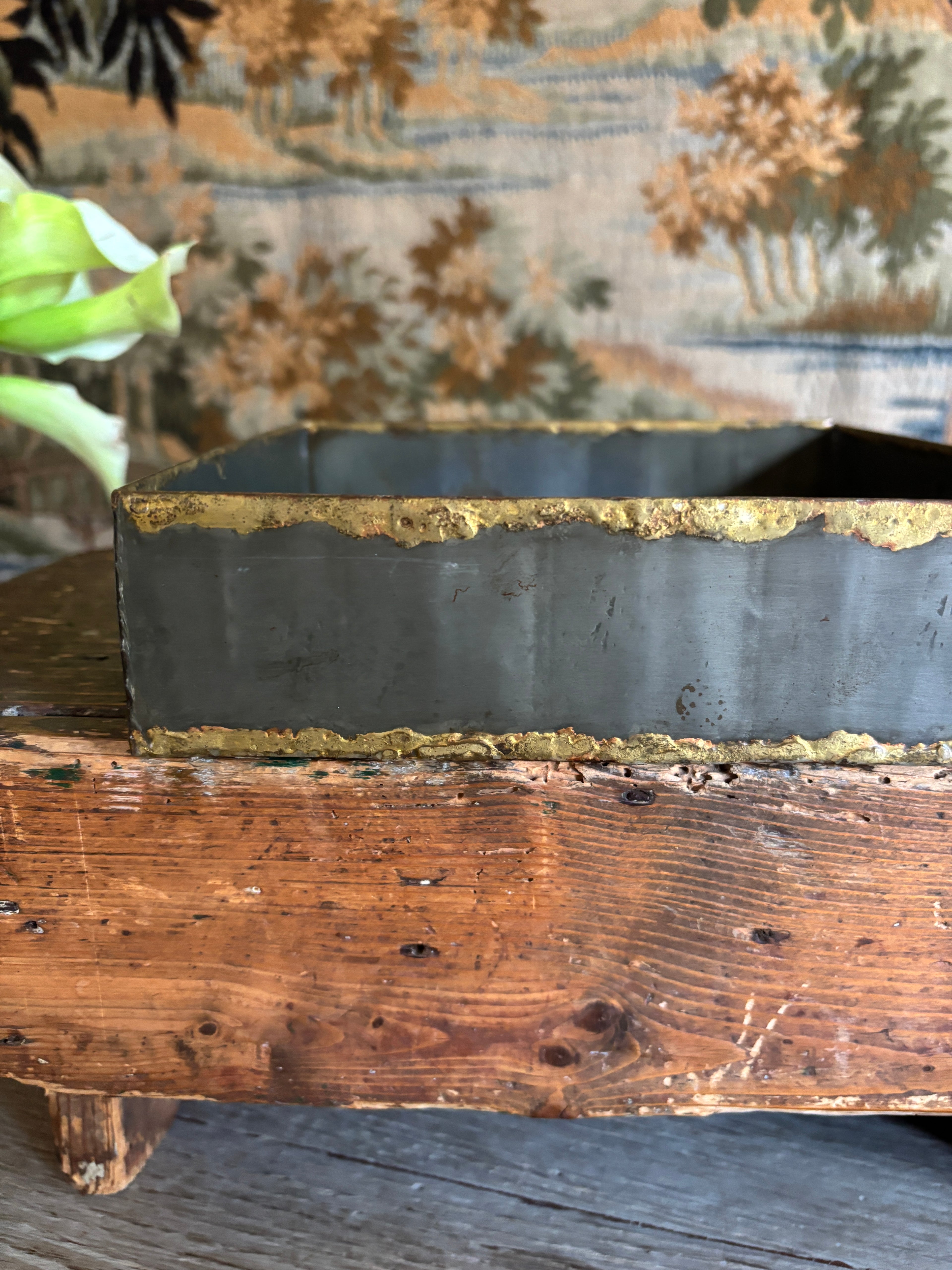 Handcrafted Two-Tone Metal Catchall Tray