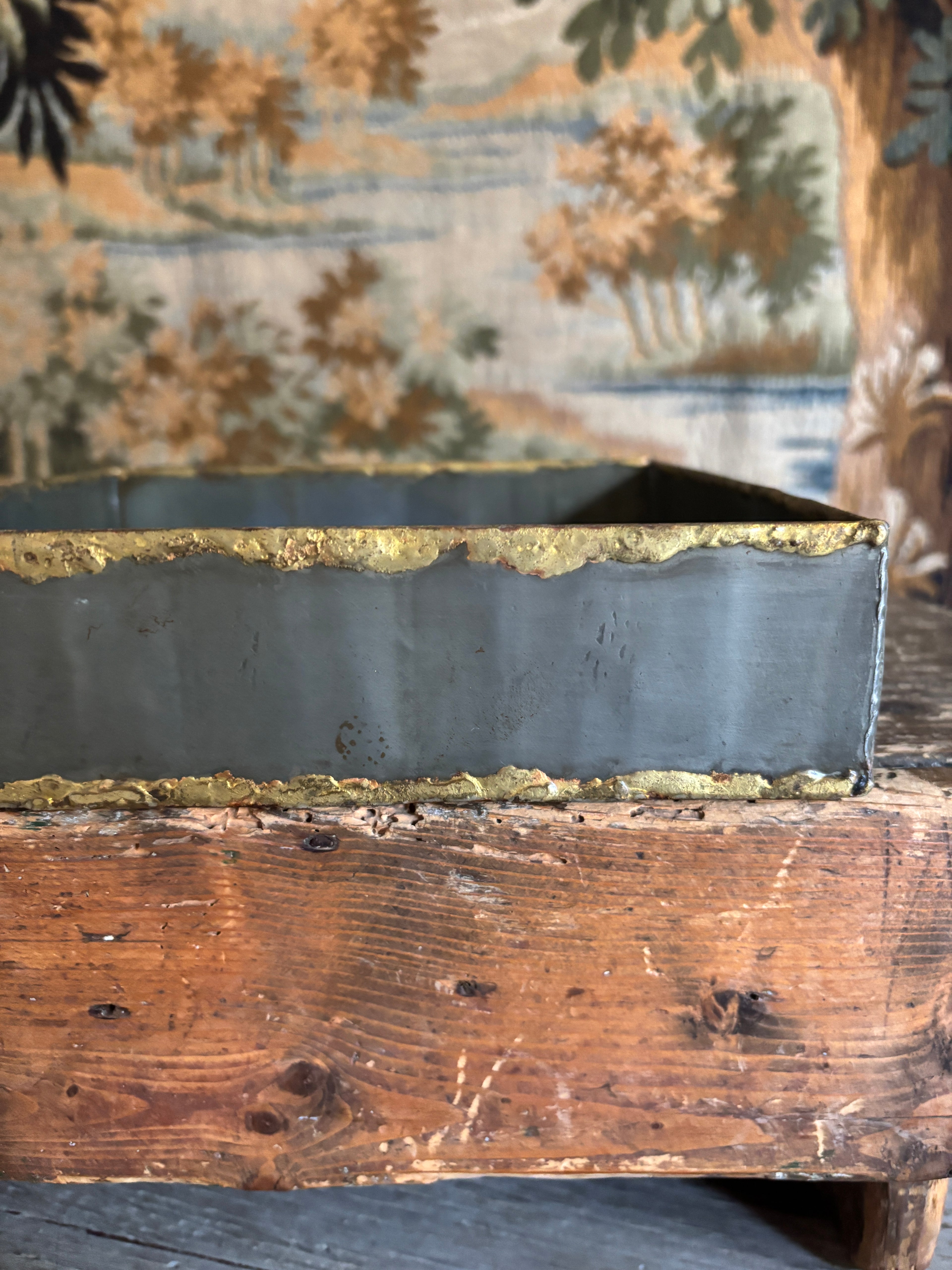 Handcrafted Two-Tone Metal Catchall Tray