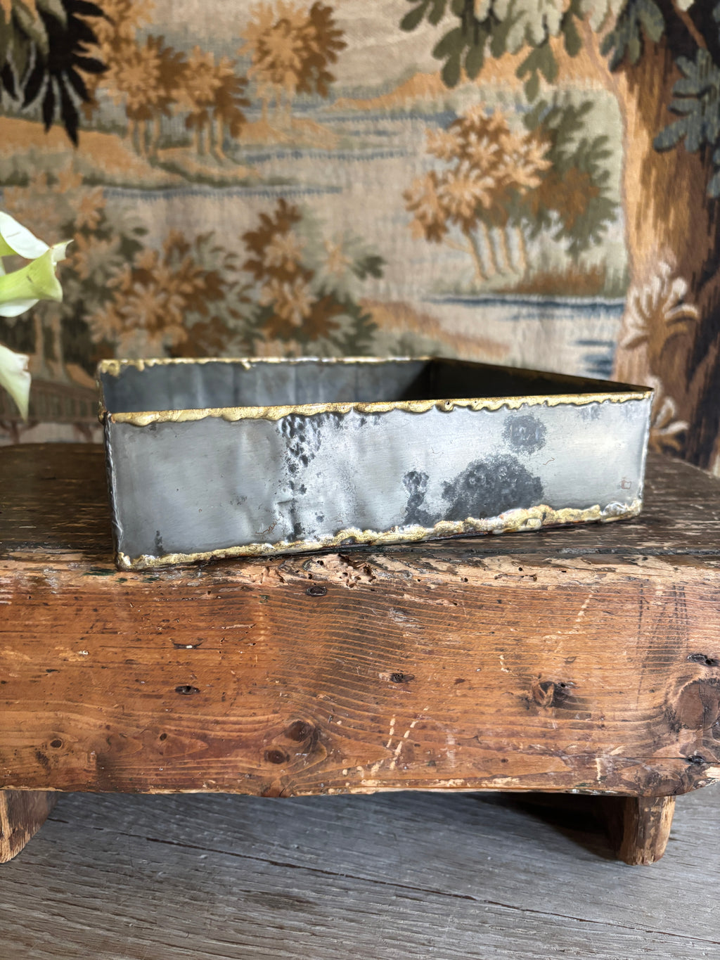 Handcrafted Two-Tone Metal Catchall Tray