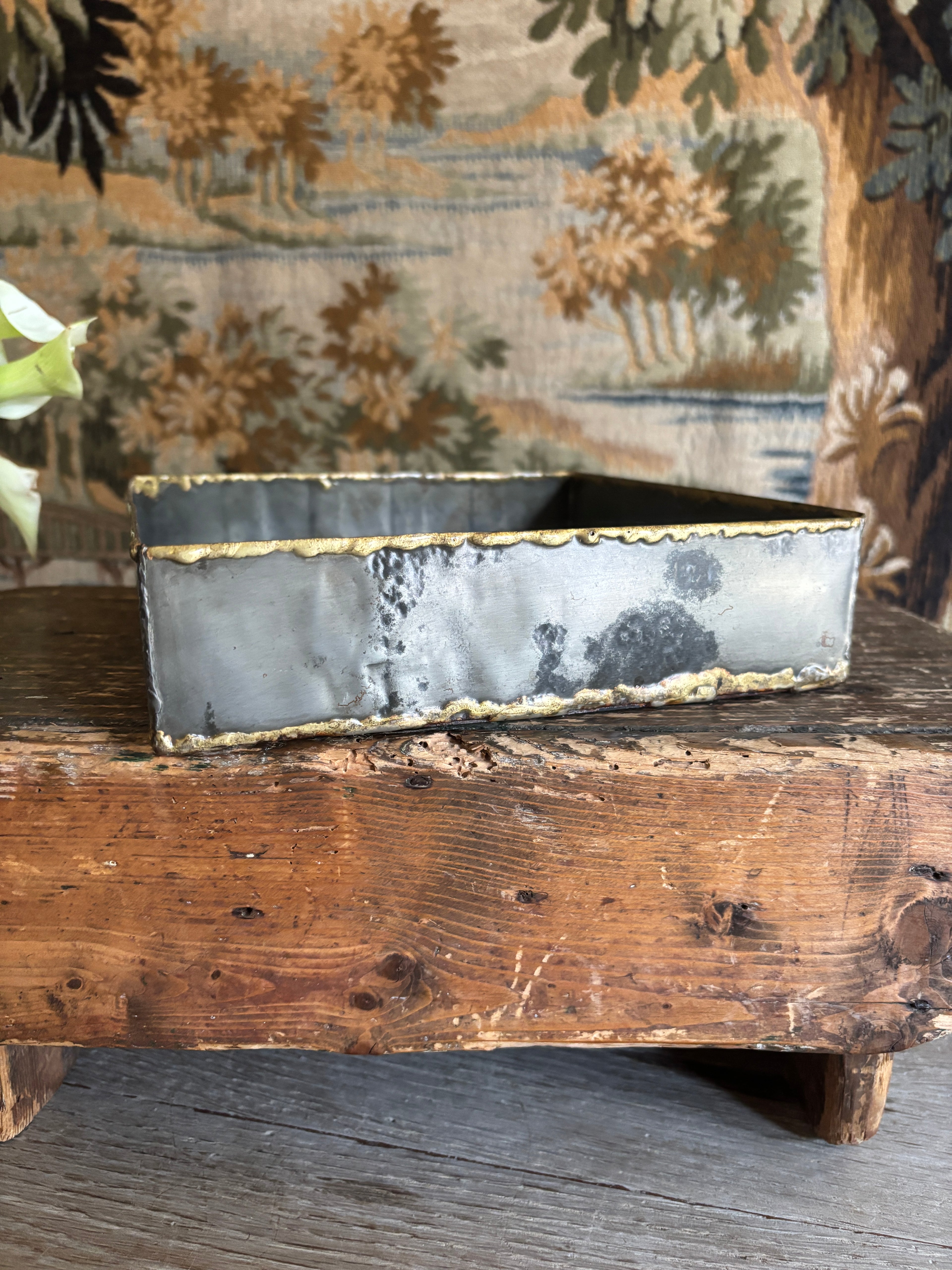Handcrafted Two-Tone Metal Catchall Tray