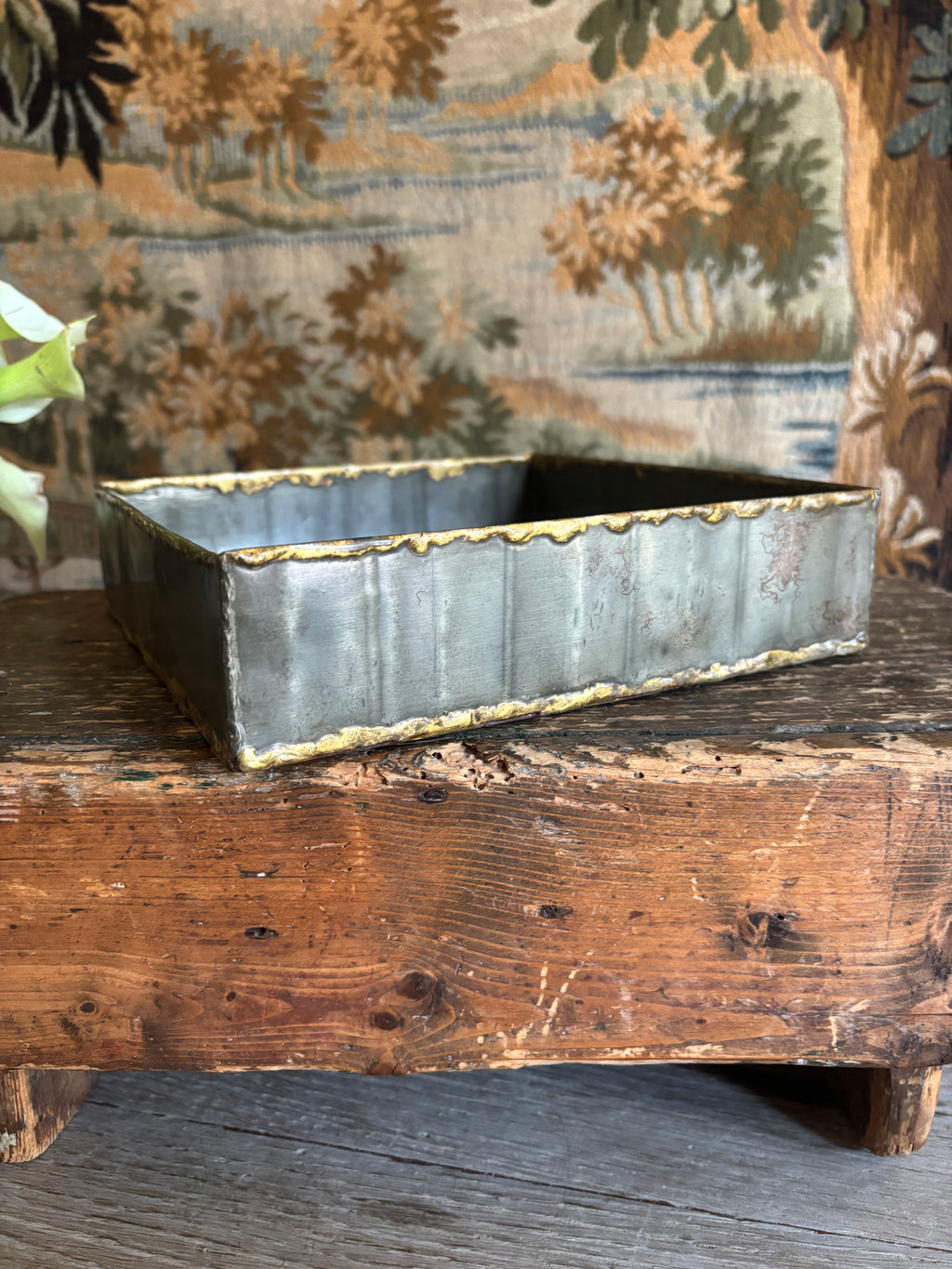 Handcrafted Two-Tone Metal Catchall Tray