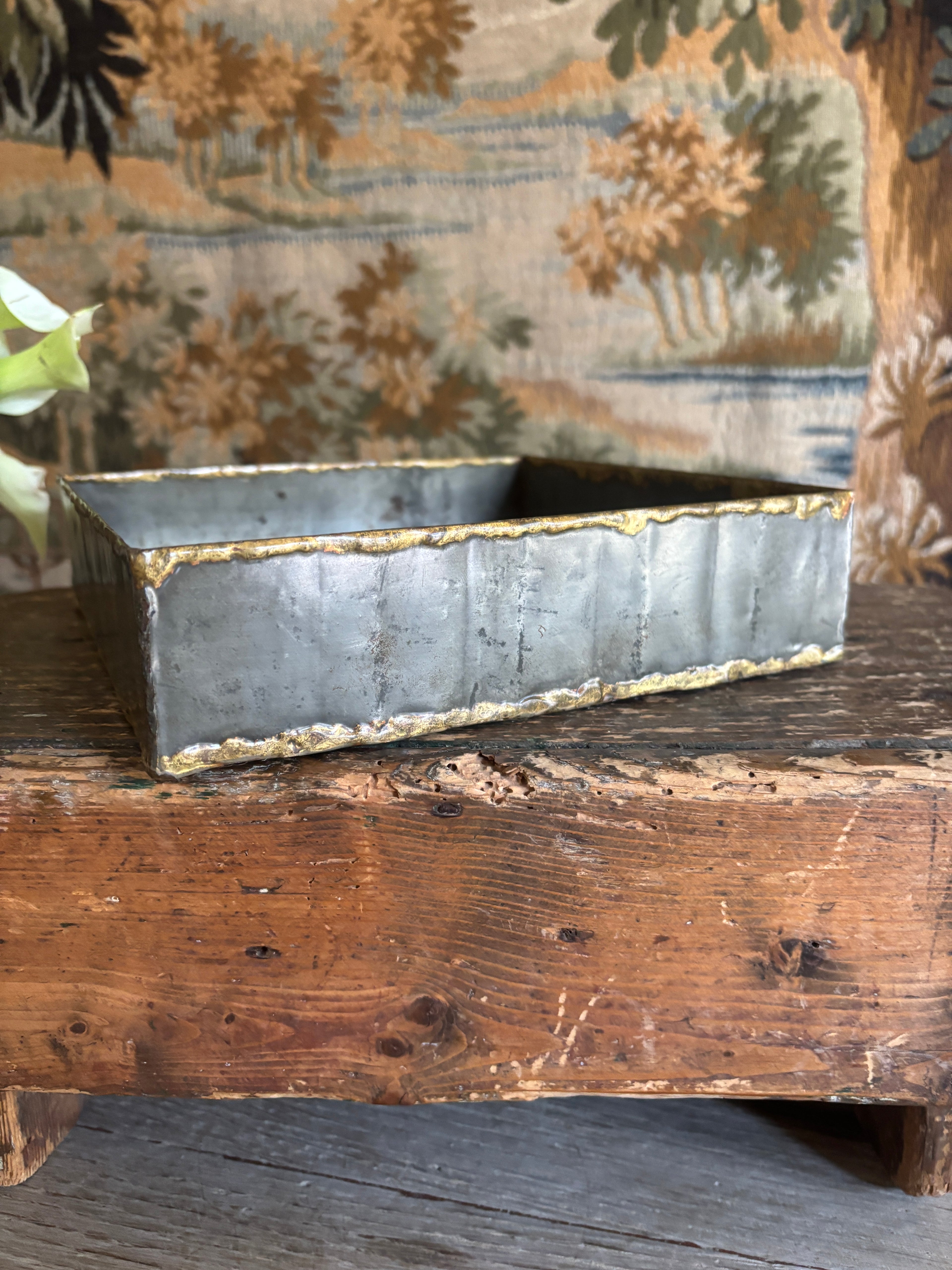 Handcrafted Two-Tone Metal Catchall Tray