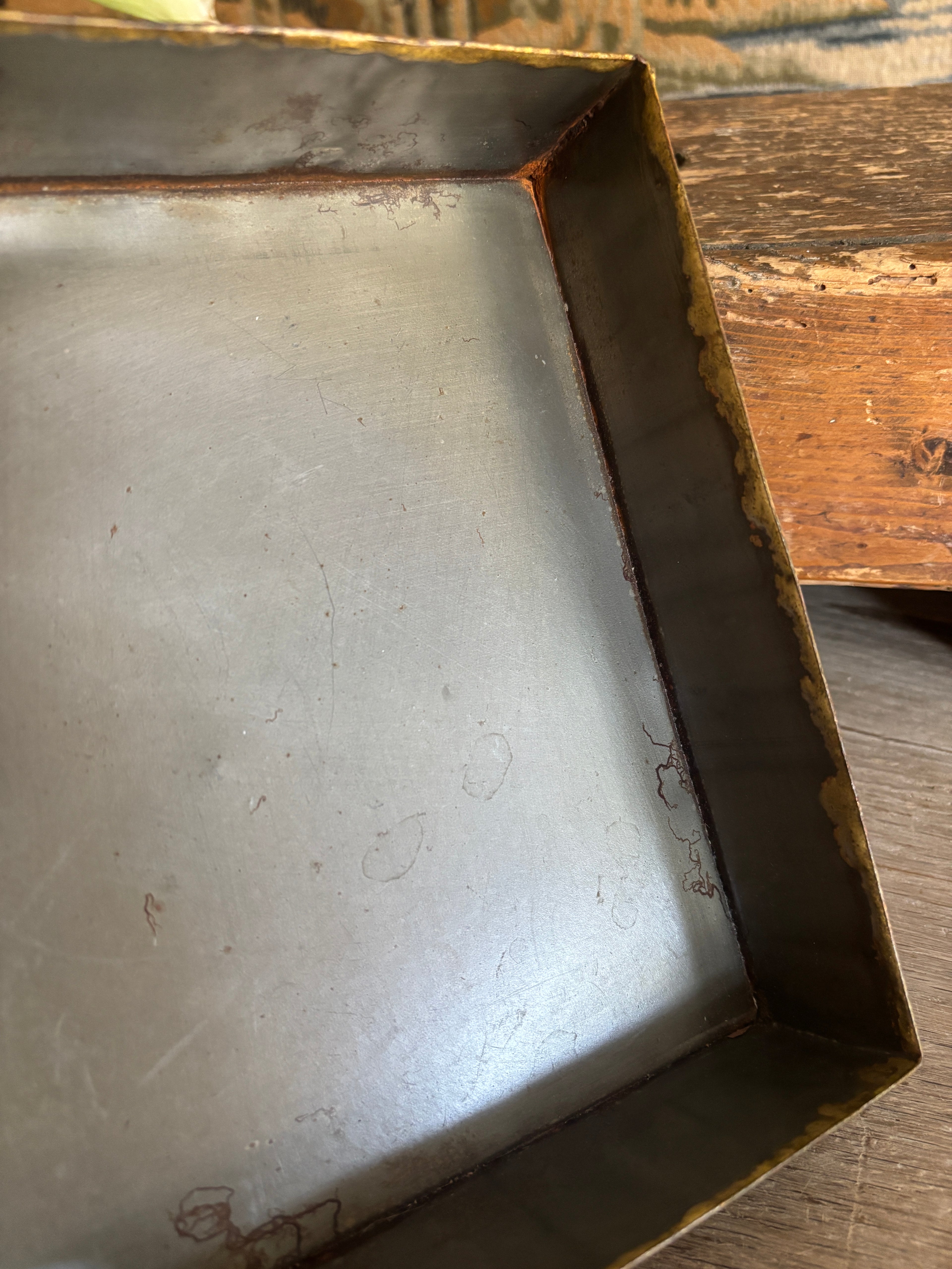Handcrafted Two-Tone Metal Catchall Tray