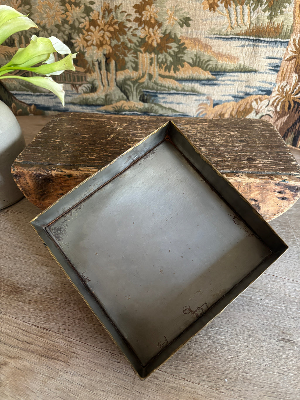 Handcrafted Two-Tone Metal Catchall Tray