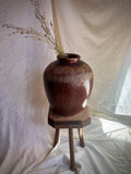 Vintage Textured Brown Stoneware Vessel