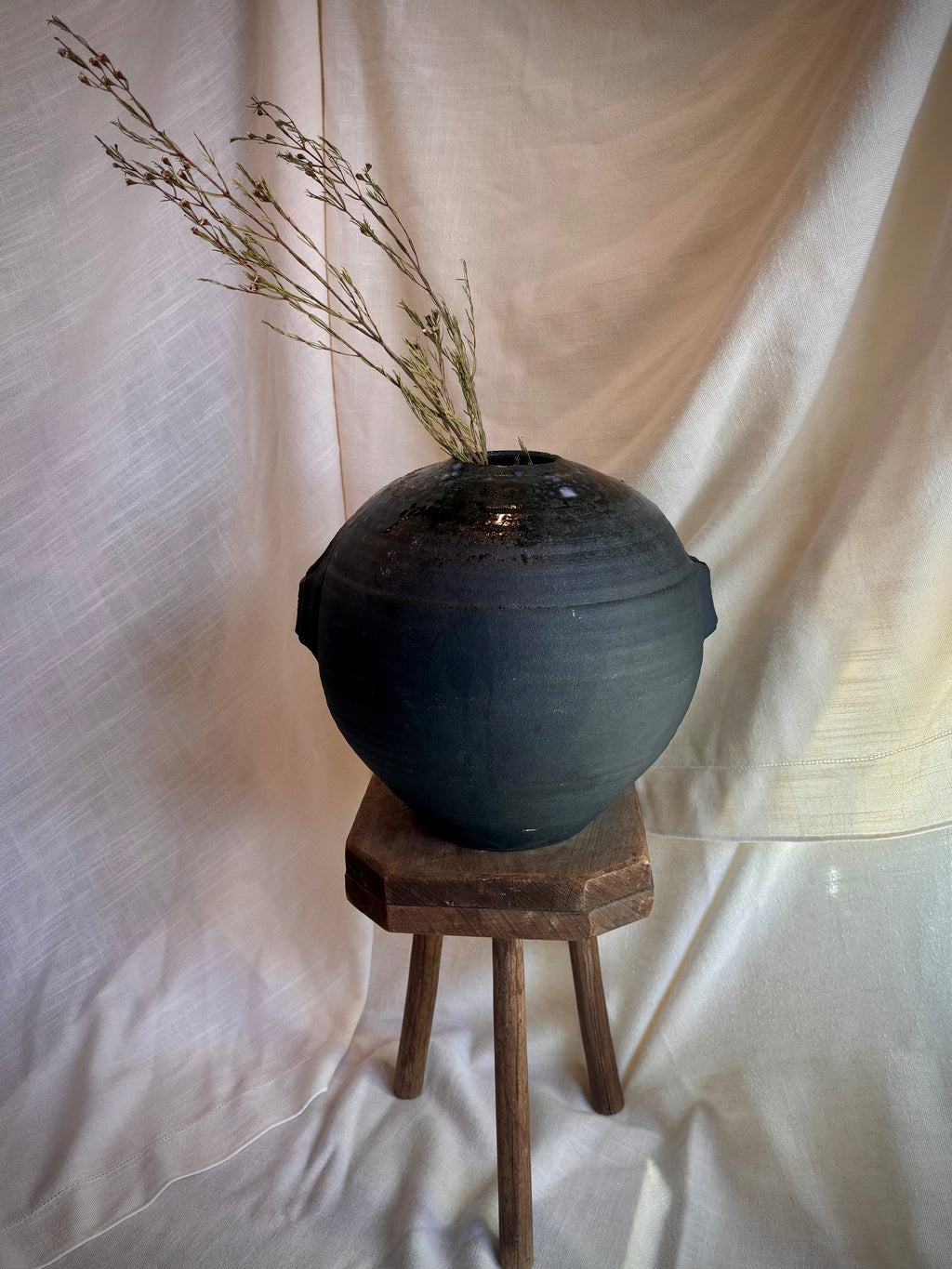 Vintage Black Studio Stoneware Vessel