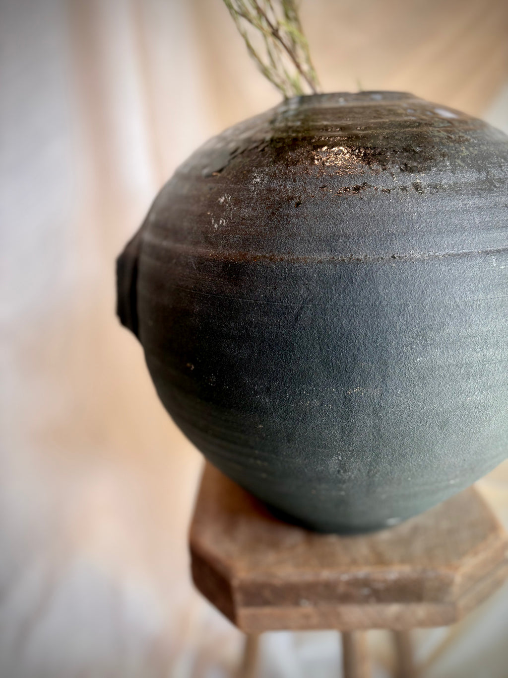 Vintage Black Studio Stoneware Vessel