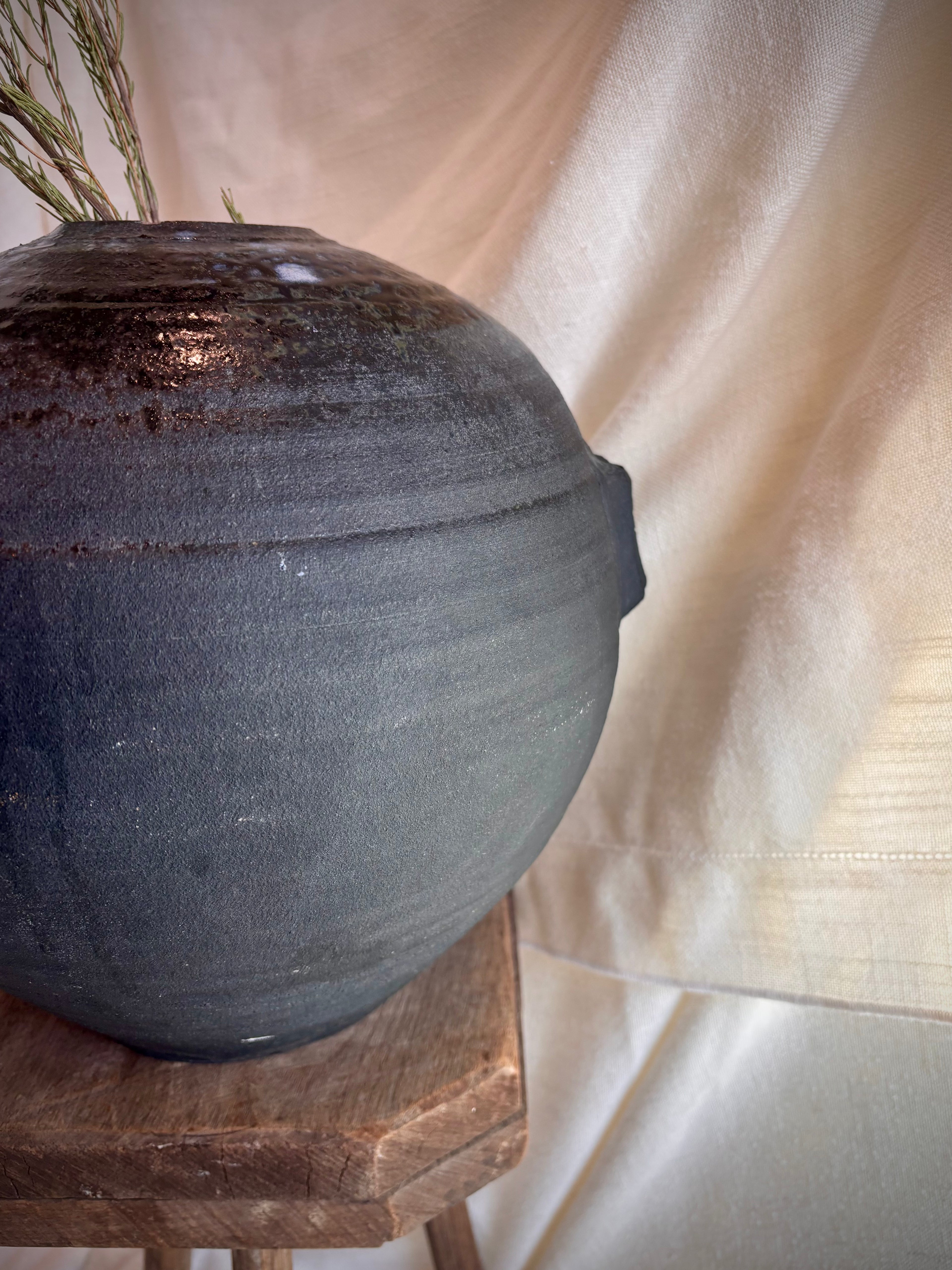 Vintage Black Studio Stoneware Vessel